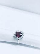18ct white gold Ruby diamond cluster ring,2.50ct ruby (treated),9mmx7mm,0.56ct diamonds,si2 I