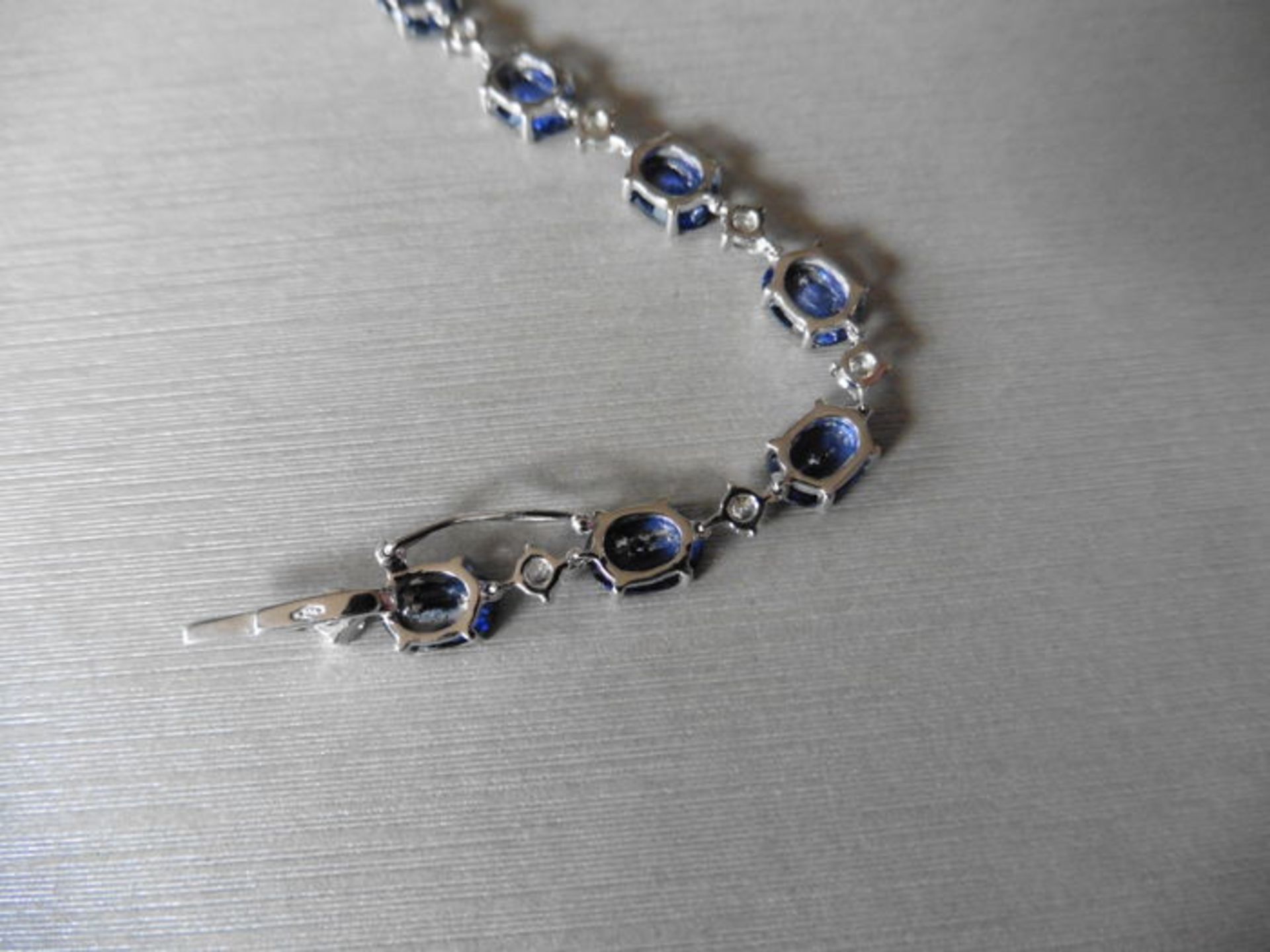 11ct sapphire and diamond bracelet.Set with oval ( treated ) sapphires and small brilliant cut - Image 3 of 4