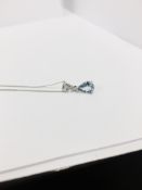 18ct white gold aqua ring diamond pendant,1ct pear shape aquamarine,0.03ct diamond set bale,0.