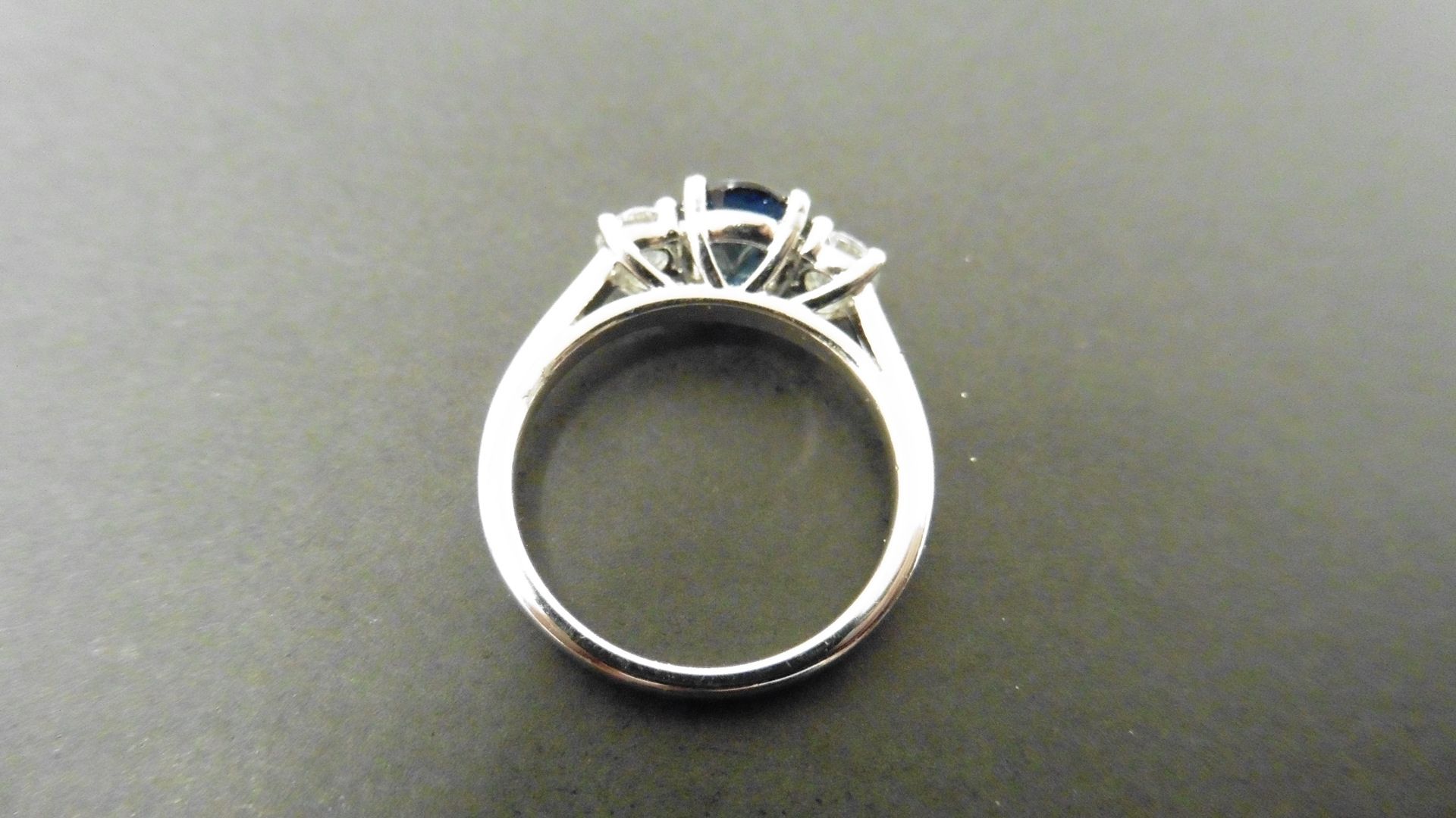 Sapphire diamond Triloy ring 0.70ct Sapphire ,2x 0.25ct diamond stotal 0.50ct si2 I Colour - Image 3 of 3