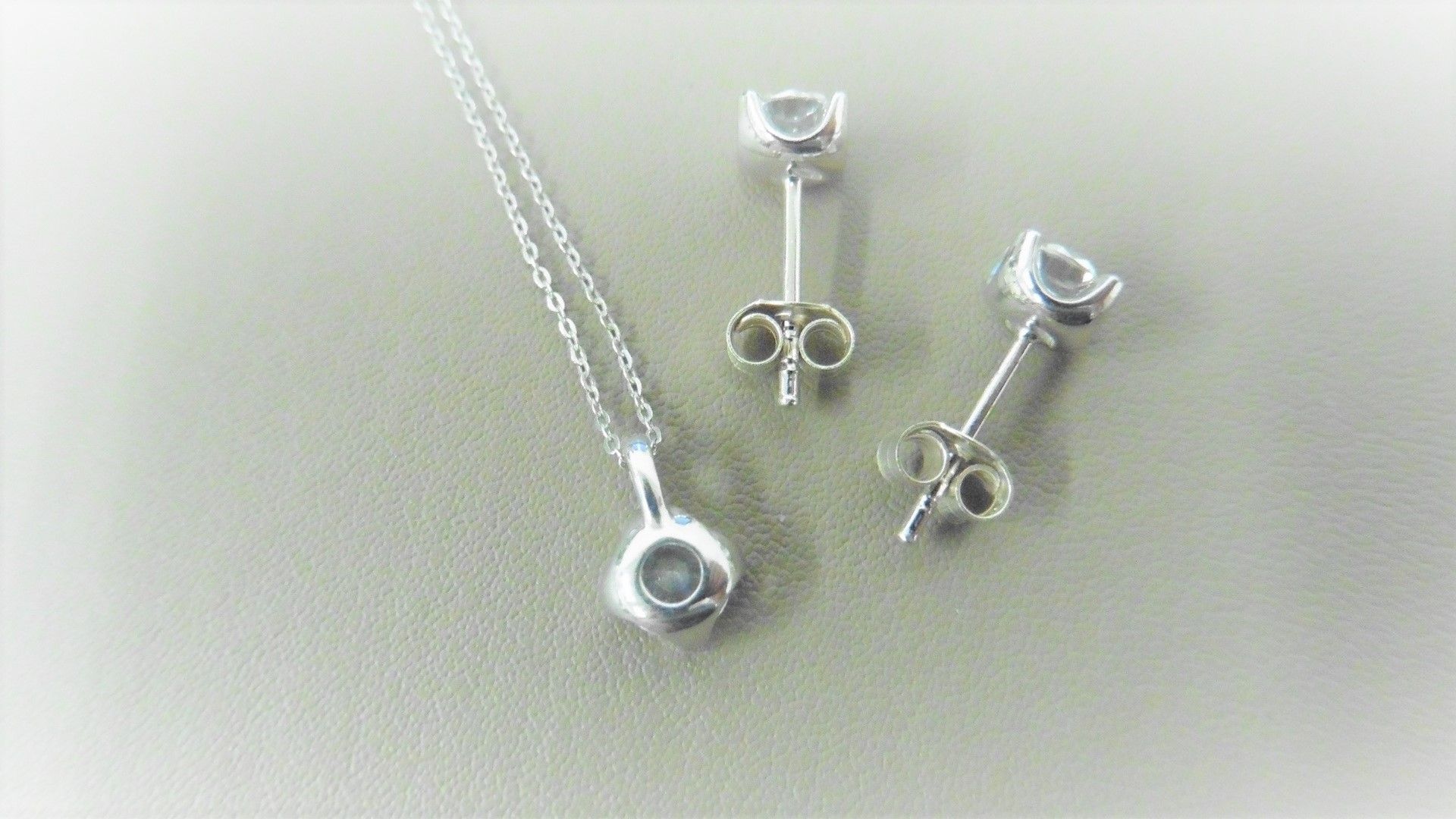 0.35ct / 0.70ct diamond pendant and earring set in platinum. Pendant - 0.35ct brilliant cut diamond, - Image 2 of 2