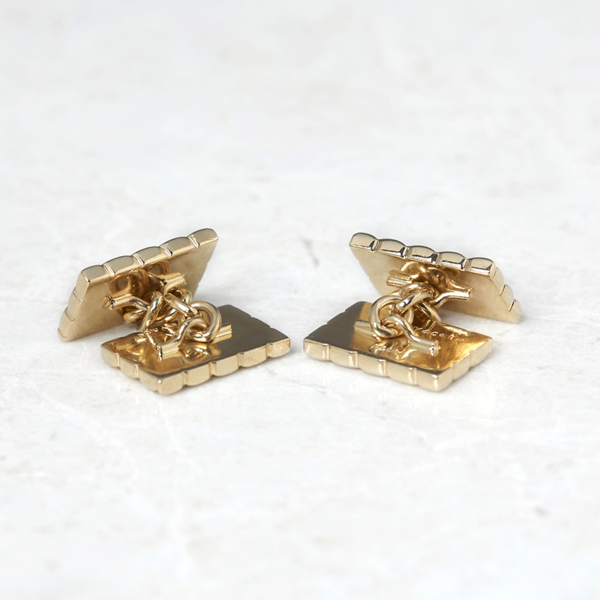 Tiffany & Co. 14k Yellow Gold Striped Retro Cufflinks - Image 2 of 7