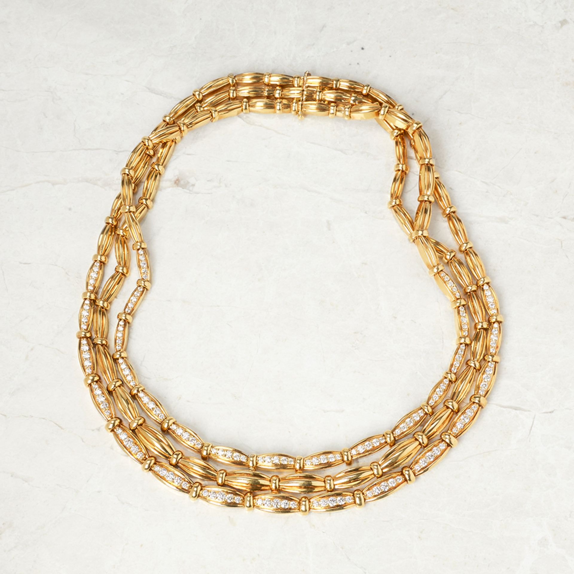 Tiffany & Co. 18k Yellow Gold Diamond Three Strand Necklace - Image 6 of 6