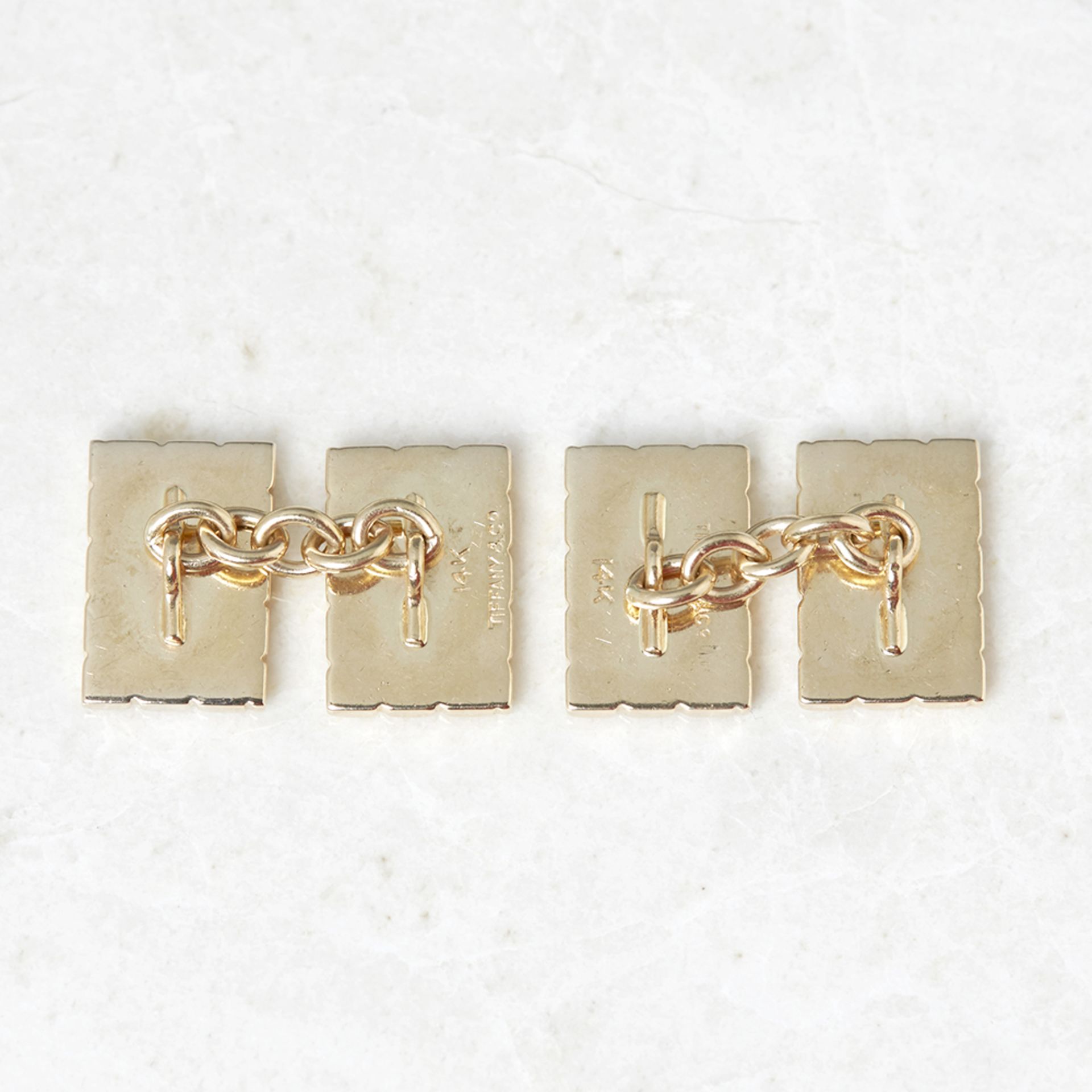 Tiffany & Co. 14k Yellow Gold Striped Retro Cufflinks - Image 5 of 7