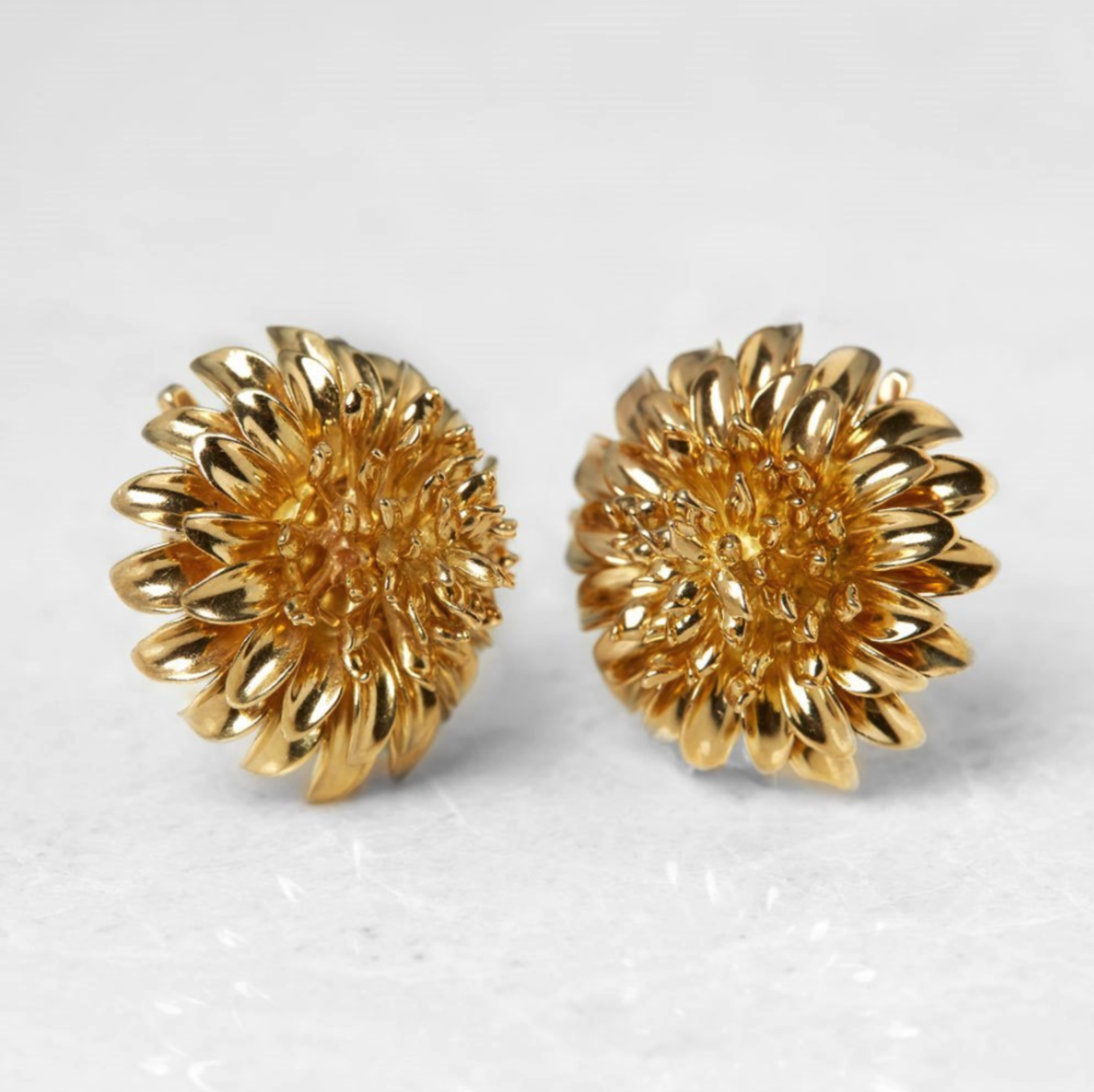 Tiffany & Co. 18k Yellow Gold Chrysanthemum Earrings - Image 4 of 9