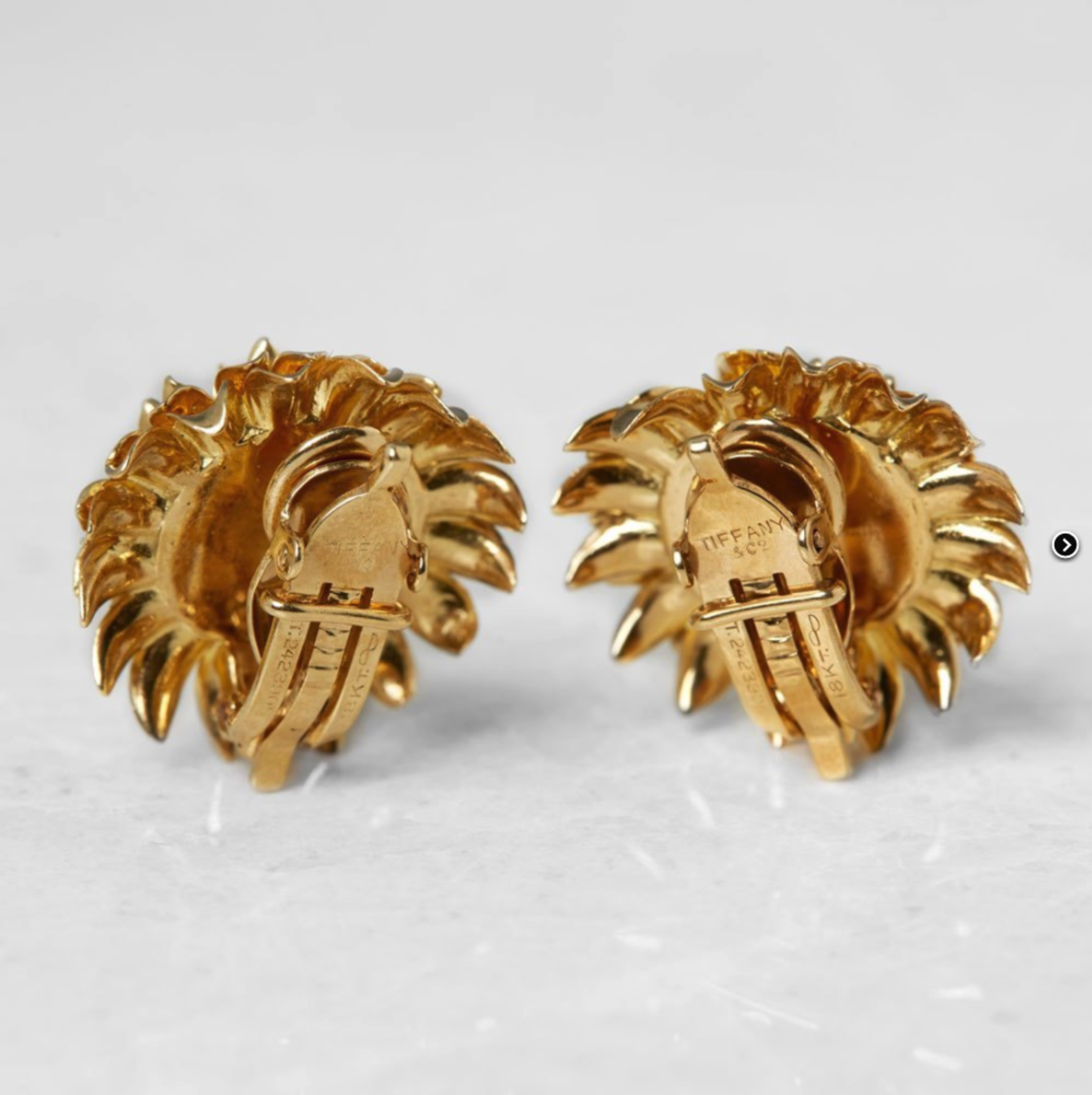 Tiffany & Co. 18k Yellow Gold Chrysanthemum Earrings - Image 9 of 9