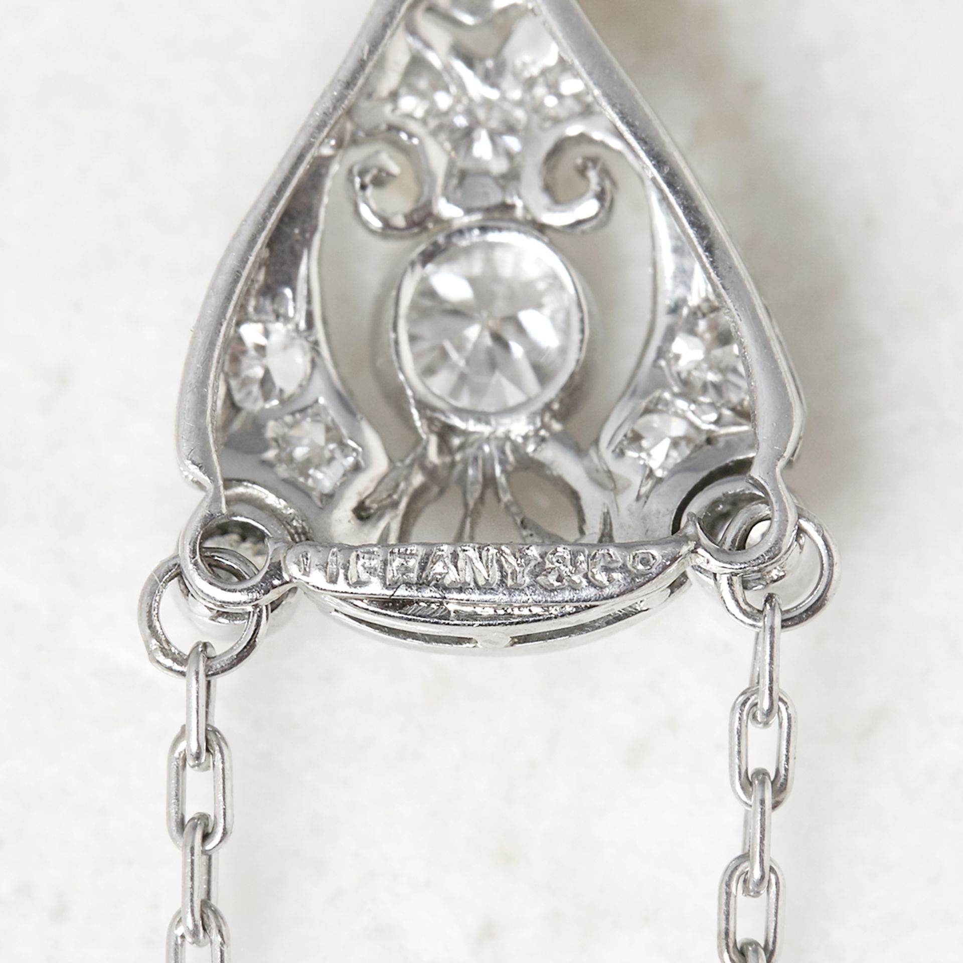 Tiffany & Co. Platinum Briolette Aquamarine & 0.35ct Diamond Edwardian Necklace - Bild 5 aus 7