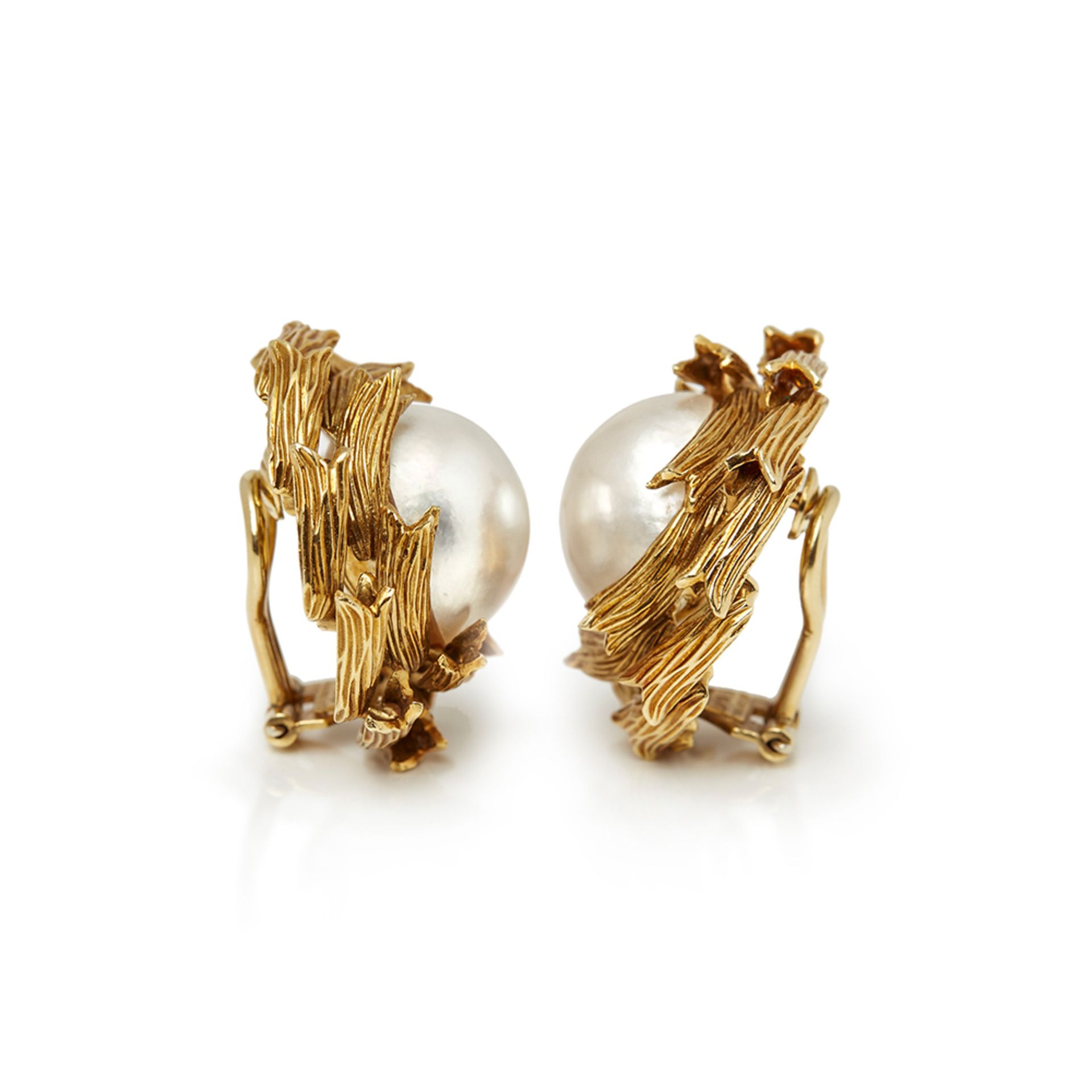 Tiffany & Co. 18k Yellow Gold Mabe Pearl Earrings - Image 2 of 8