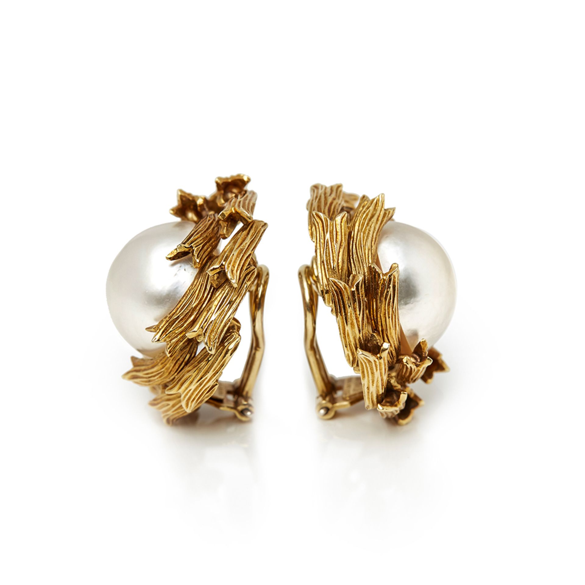 Tiffany & Co. 18k Yellow Gold Mabe Pearl Earrings - Image 3 of 8