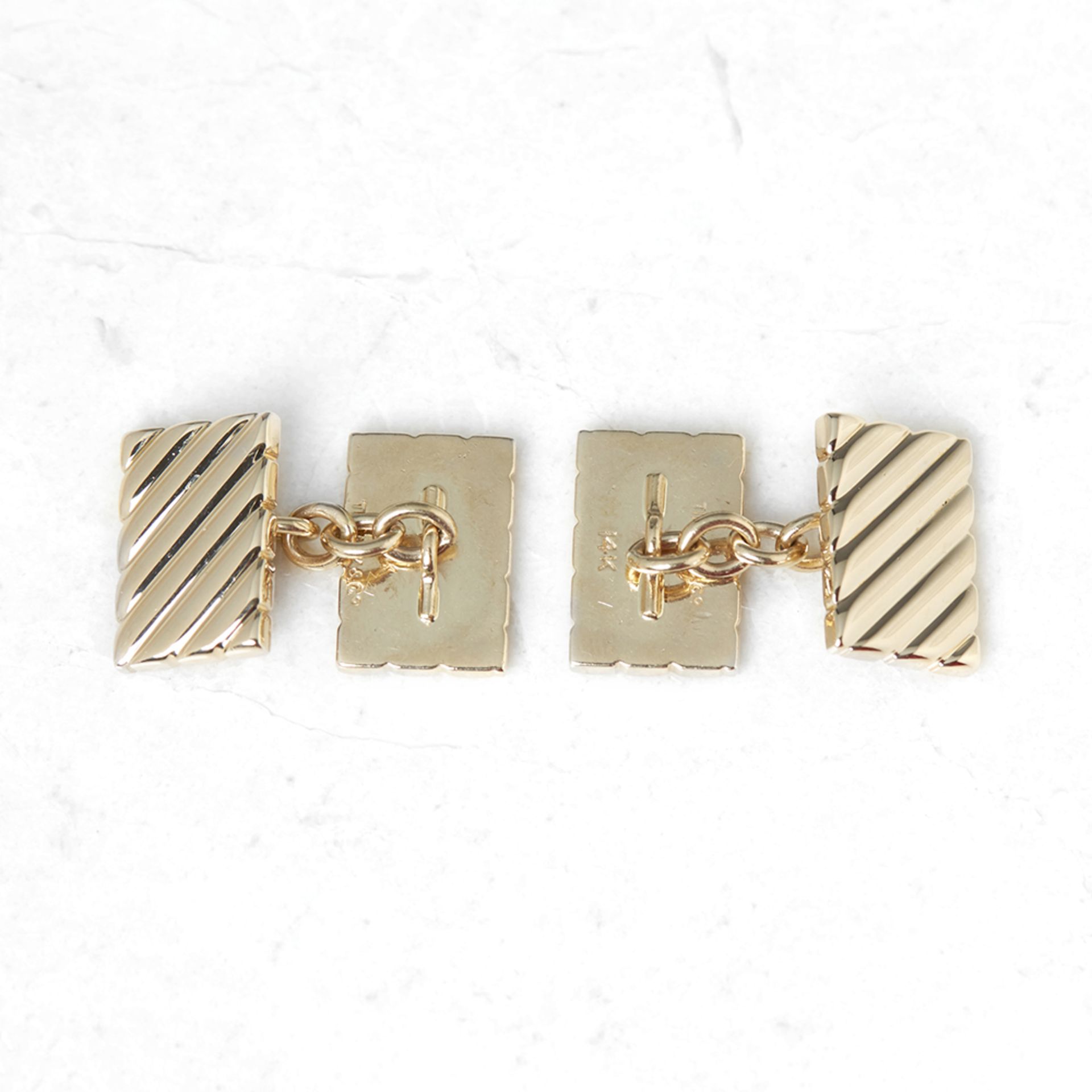 Tiffany & Co. 14k Yellow Gold Striped Retro Cufflinks - Image 3 of 7