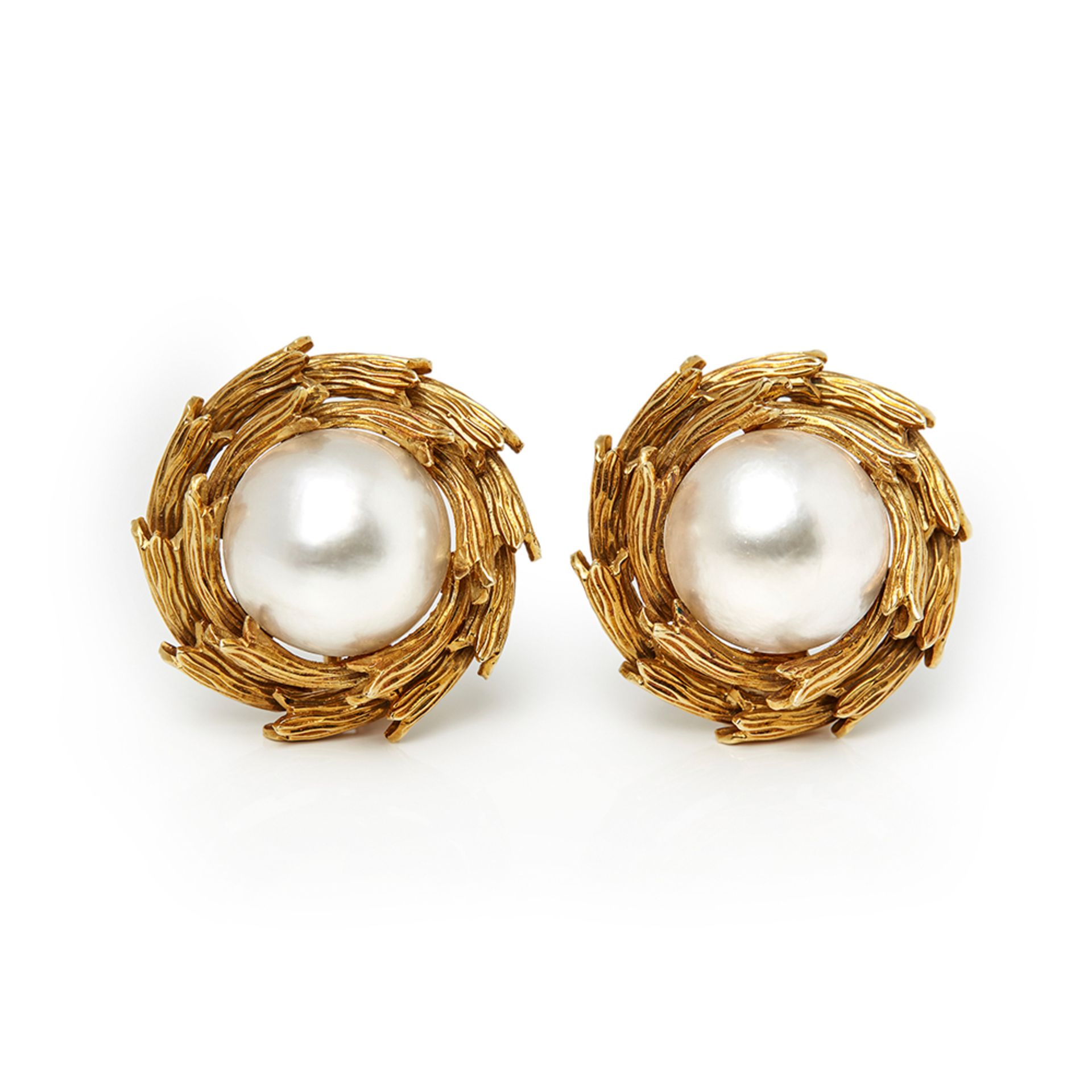 Tiffany & Co. 18k Yellow Gold Mabe Pearl Earrings