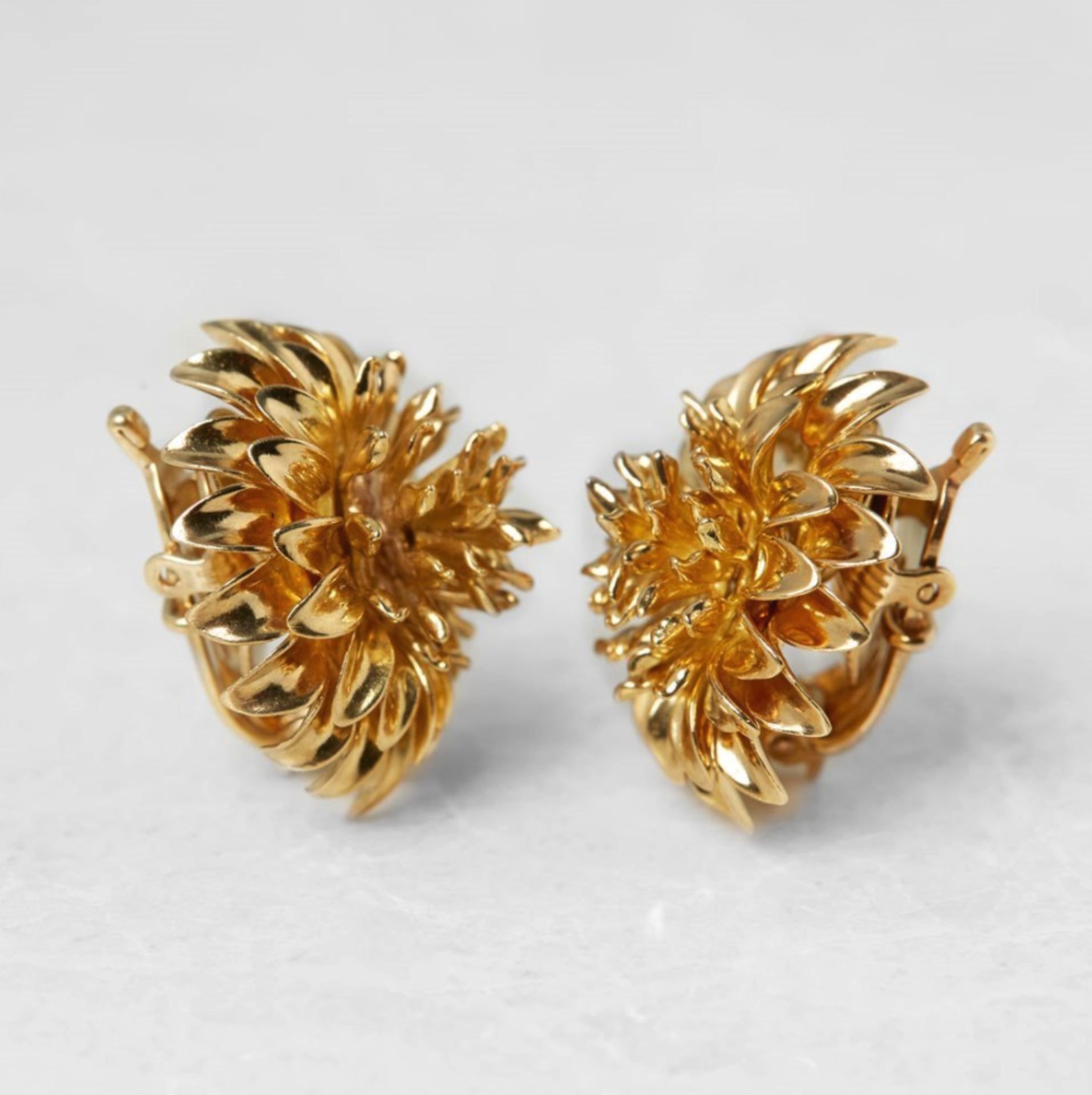 Tiffany & Co. 18k Yellow Gold Chrysanthemum Earrings - Image 7 of 9