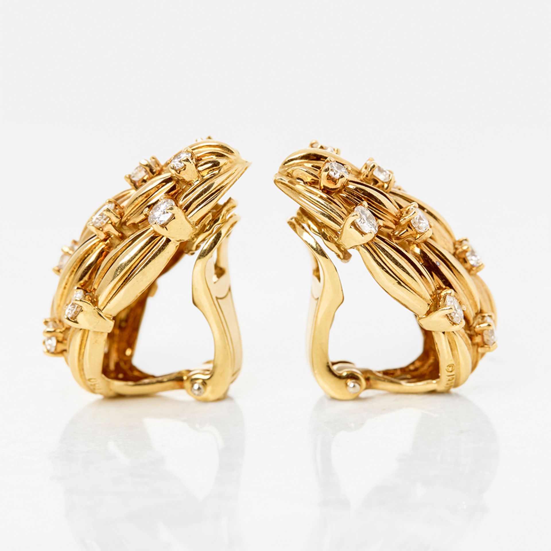 Tiffany & Co. 18k Yellow Gold Diamond Five Strand Earrings - Image 3 of 8