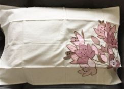 5 x Pairs of Wish Cream Pillowcases with Pink, Lilac, Purple Embroidery and Applique