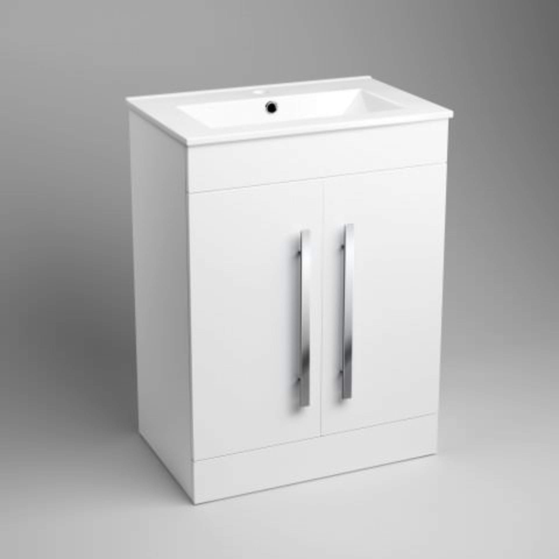 (I206) 600mm Avon High Gloss White Basin Cabinet - Floor Standing. RRP £499.99. COMES COMPLETE - Image 4 of 4