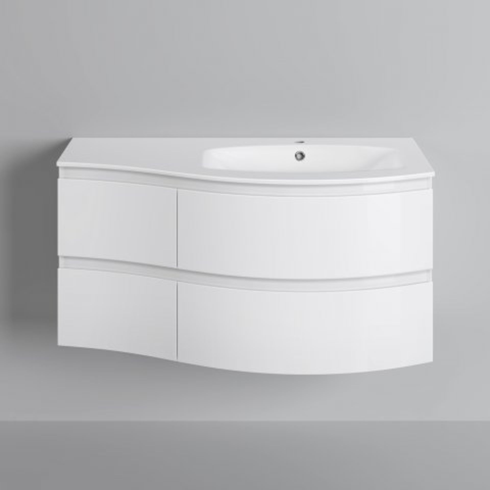 (I2) 1040mm Amelie High Gloss White Curved Vanity Unit - Right Hand - Wall Hung. RRP £1,249. COMES - Image 5 of 5