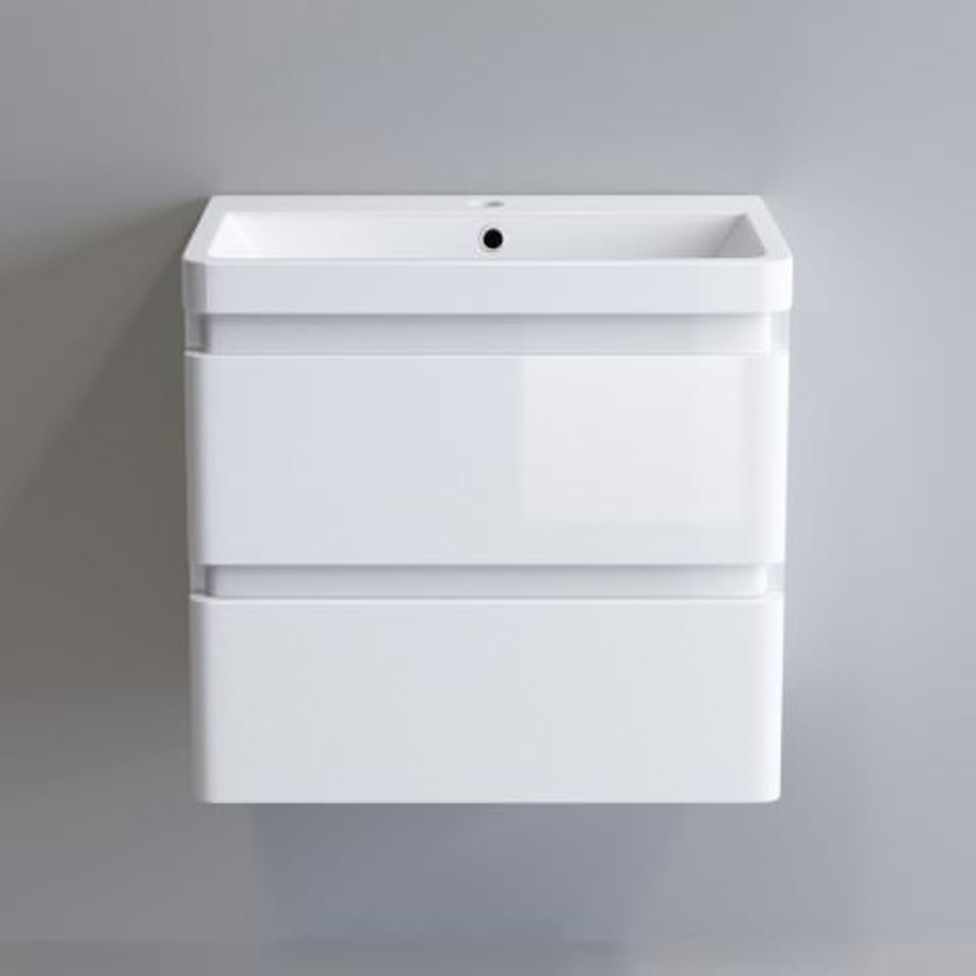 (H3) 600mm Denver II Gloss White Built In Basin Drawer Unit - Wall Hung. RRP £599.99. COMES COMPLETE - Image 3 of 3