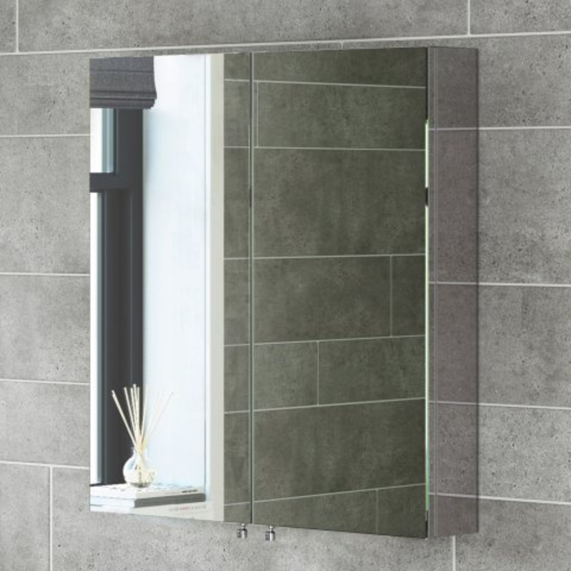 (I152) 670x600mm Liberty Stainless Steel Double Door Mirror Cabinet. RRP £262.99. Perfect Reflection