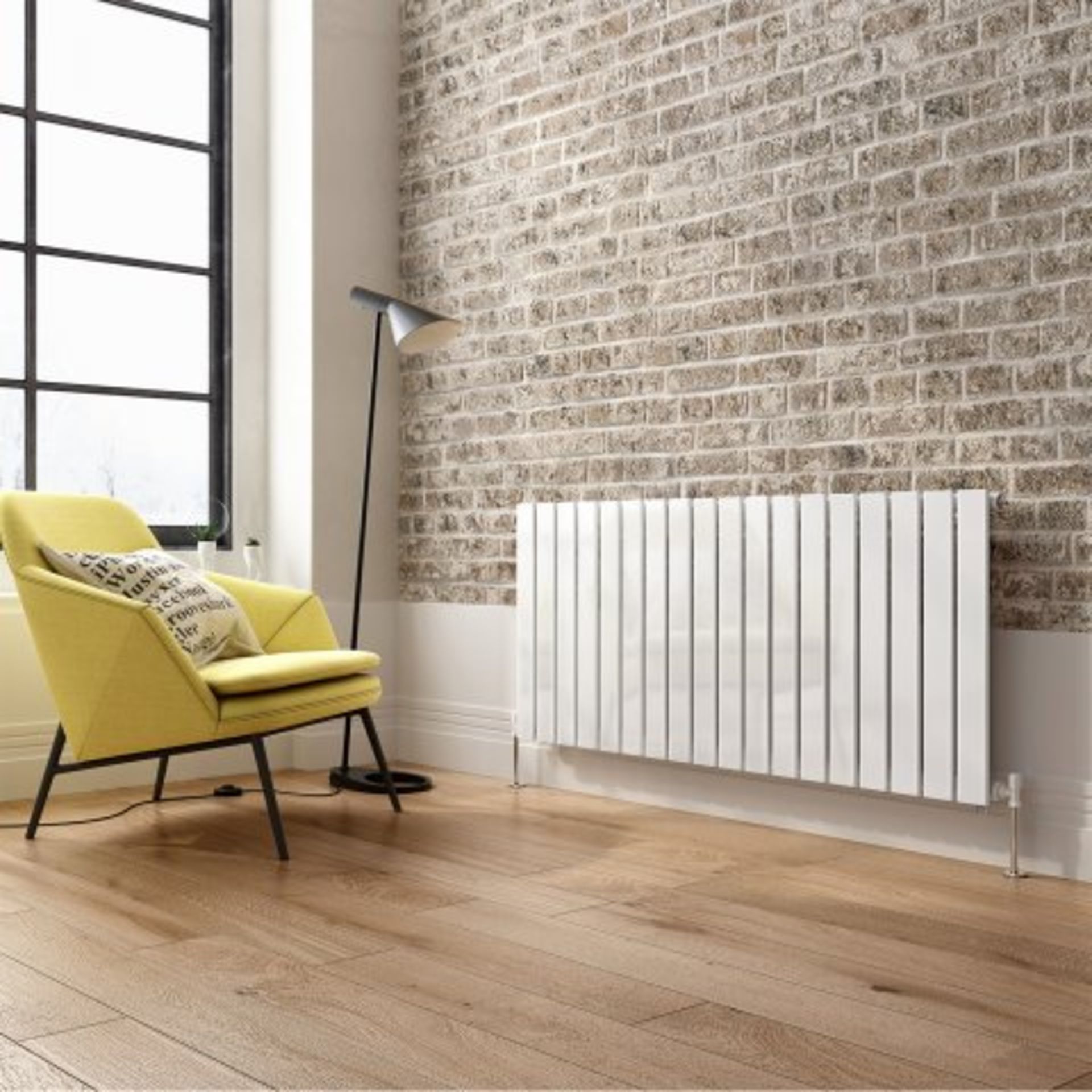 (I47) 600x1380mm White Single Flat Panel Horizontal Radiator RRP £322.99 Designer Touch Ultra-modern - Bild 2 aus 3