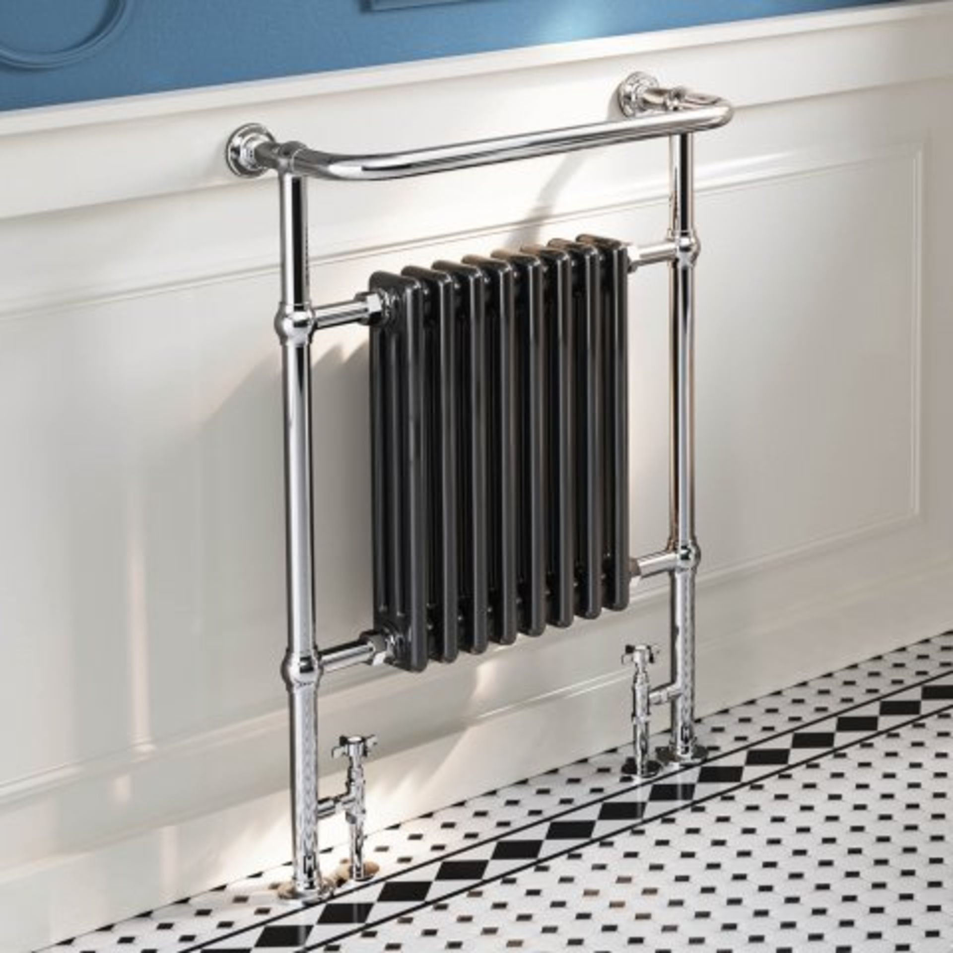 (I24) 952x659mm Traditional Black Towel Rail Radiator - Victoria Premium RRP £345.99 Long Lasting