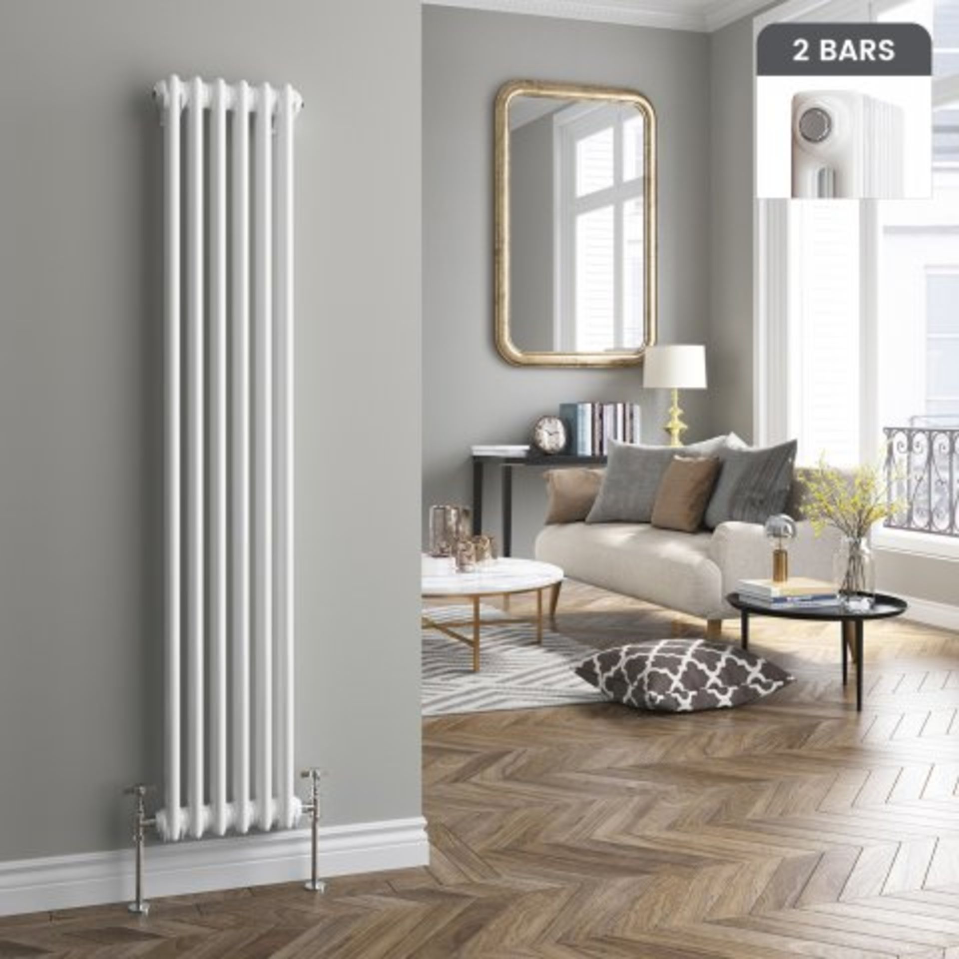 (I82) 1500x290mm White Double Panel Vertical Colosseum Traditional Radiator RRP £283.99 Classic - Bild 2 aus 2