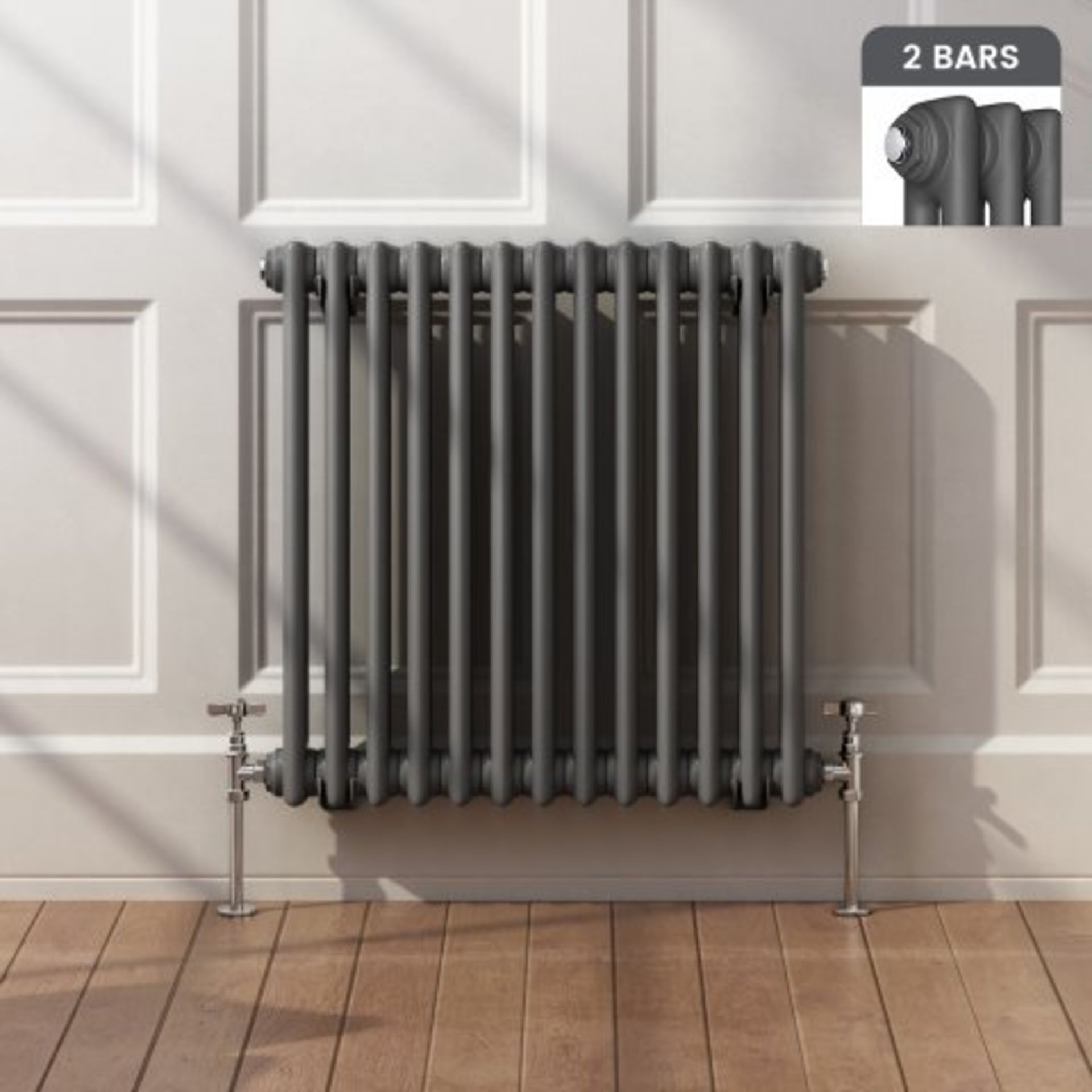 (I25) 600x603mm Anthracite Double Panel Horizontal Colosseum Traditional Radiator RRP £284.99