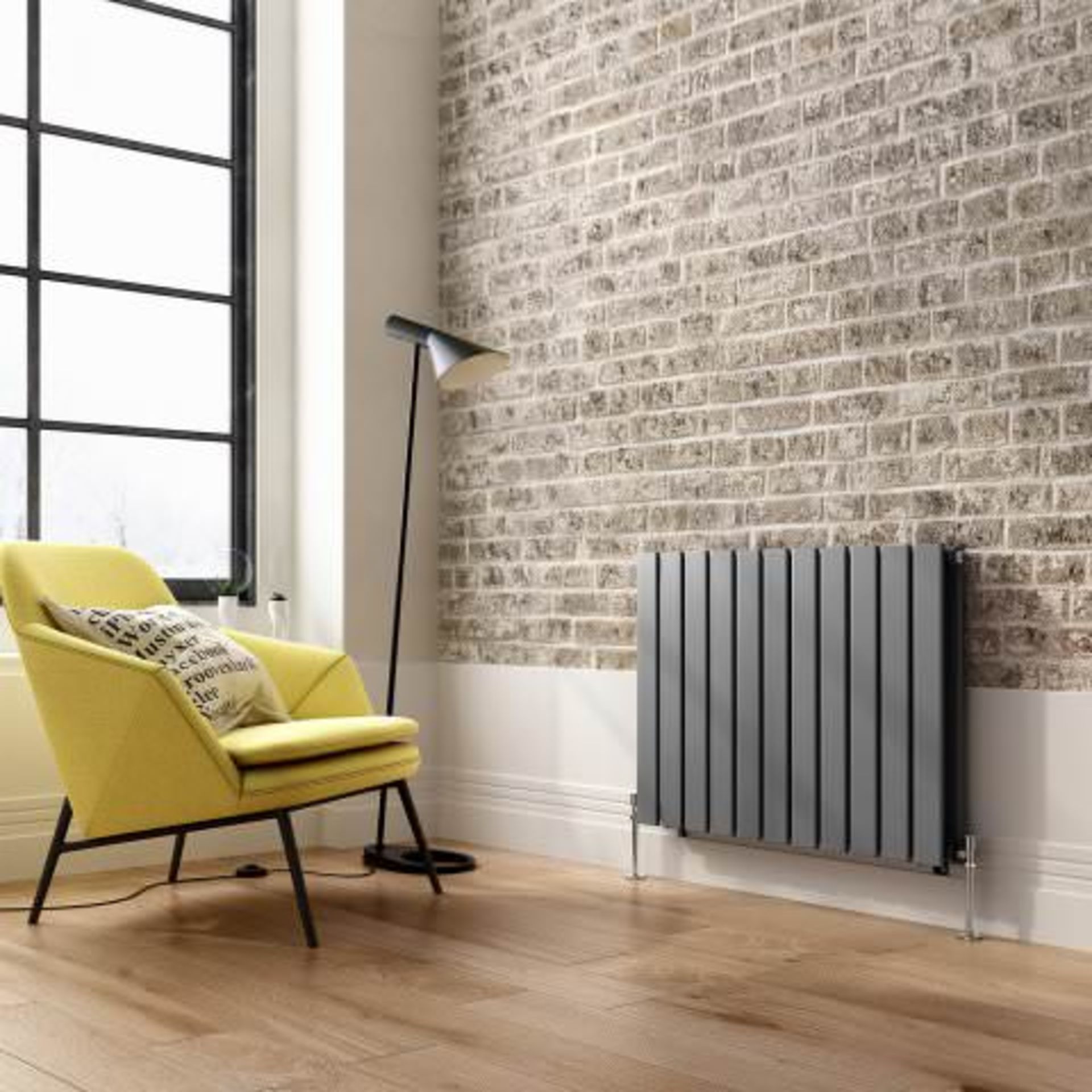 (I32) 600x830mm Anthracite Double Flat Panel Horizontal Radiator RRP £399.99 Designer Touch Ultra- - Image 2 of 3