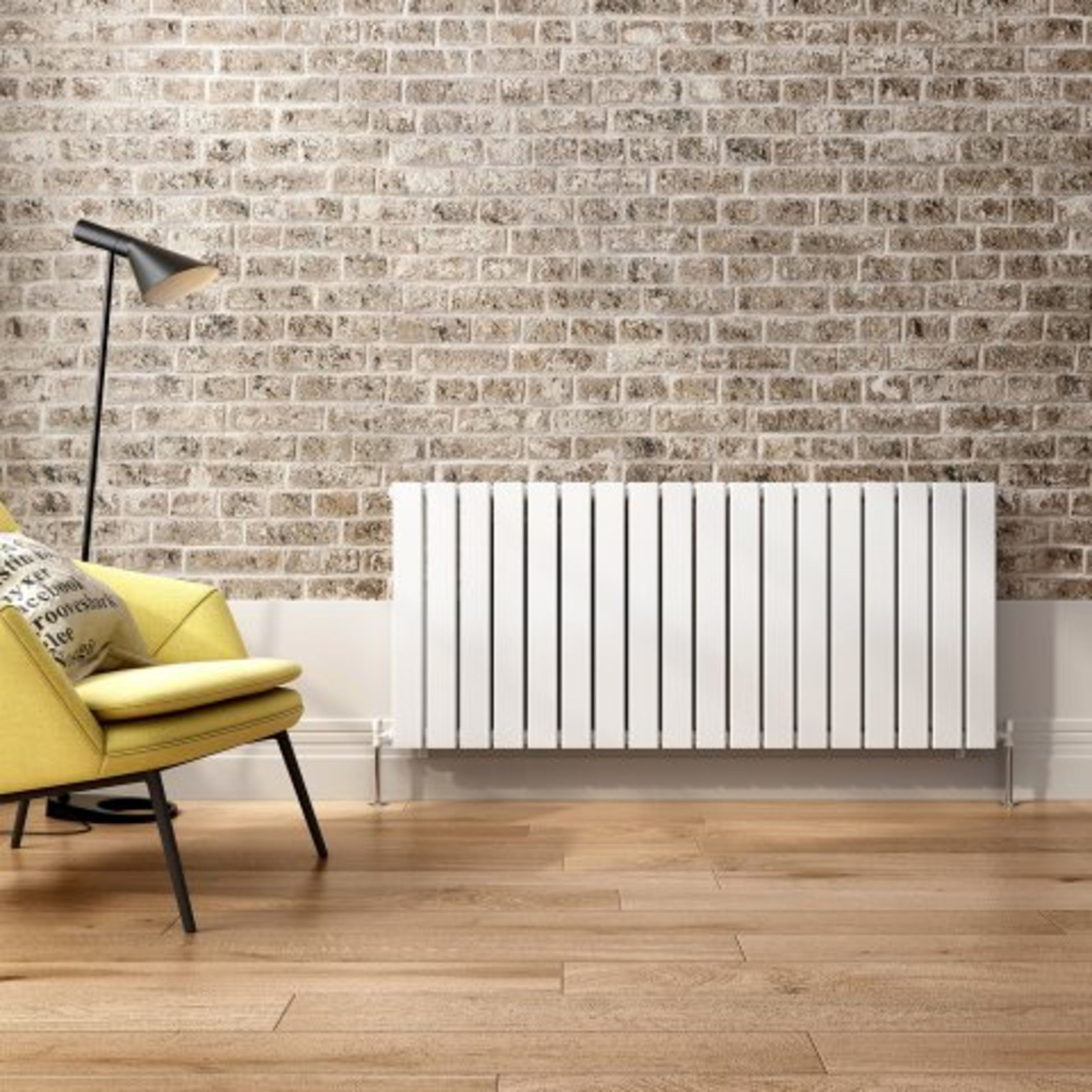 (I47) 600x1380mm White Single Flat Panel Horizontal Radiator RRP £322.99 Designer Touch Ultra-modern - Bild 3 aus 3