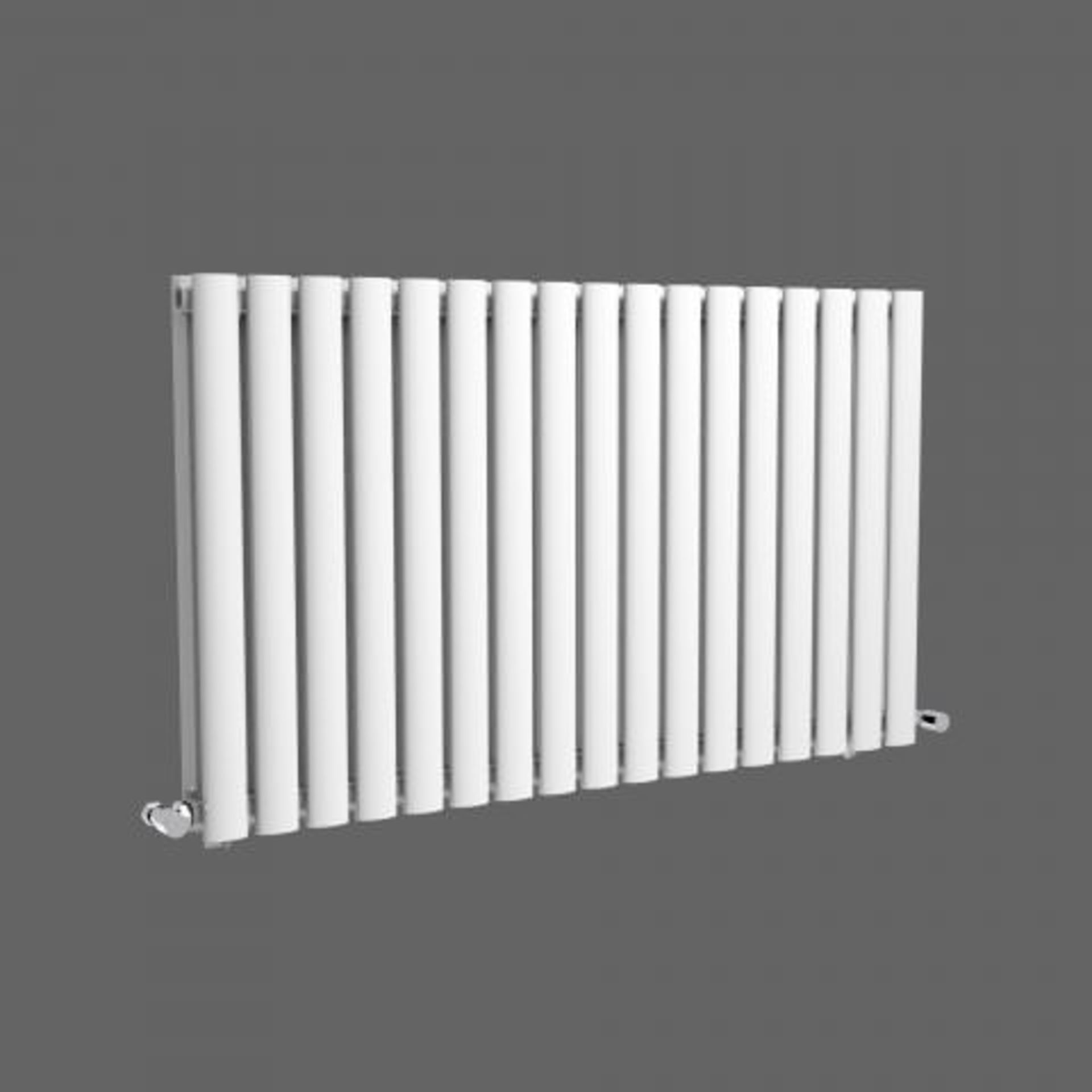 (I76) 600x1020mm Gloss White Double Panel Oval Tube Horizontal Radiator RRP £359.99 Designer Touch - Bild 3 aus 4