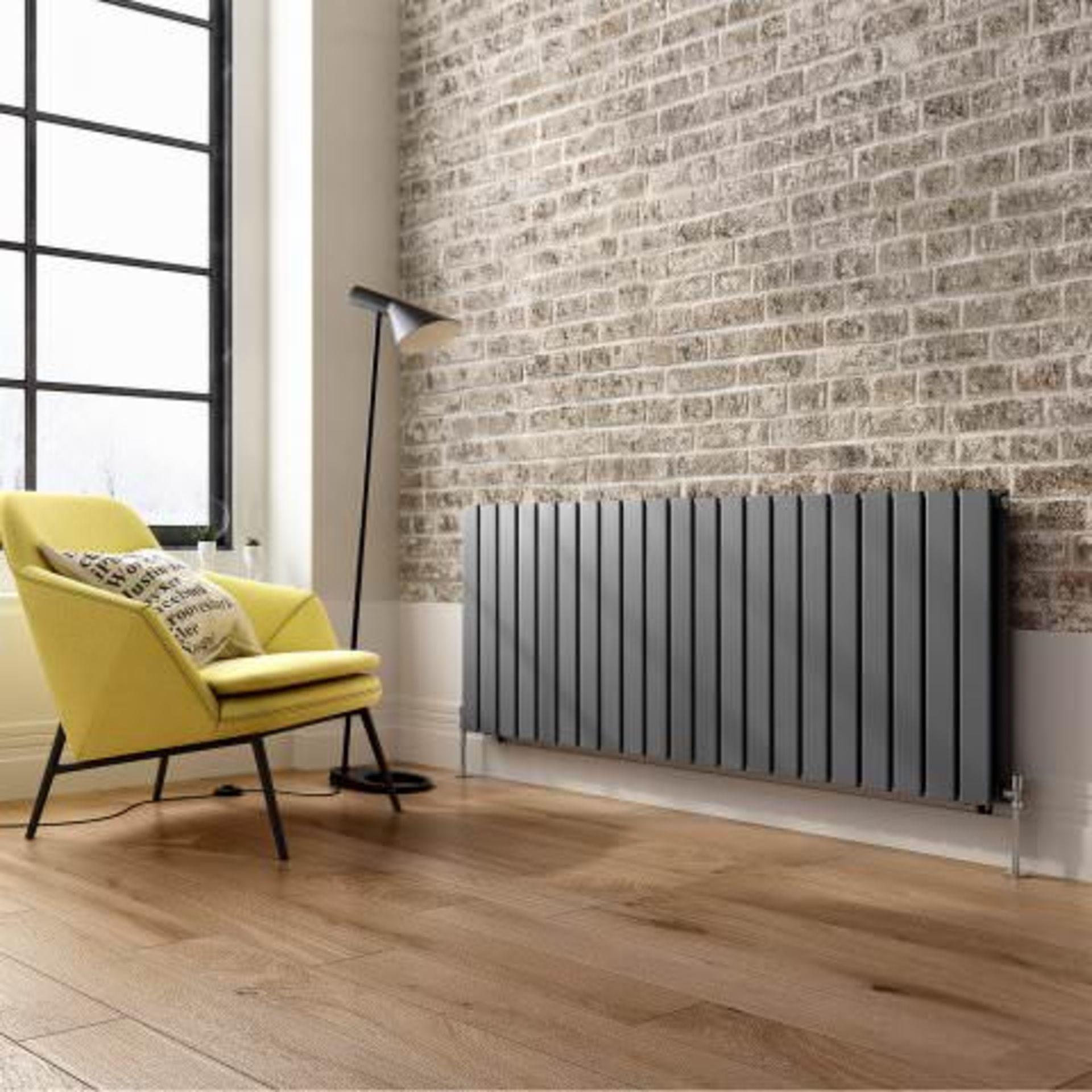 (I10) 600x1596mm Anthracite Double Flat Panel Horizontal Radiator RRP £674.99 Designer Touch Ultra- - Bild 3 aus 3