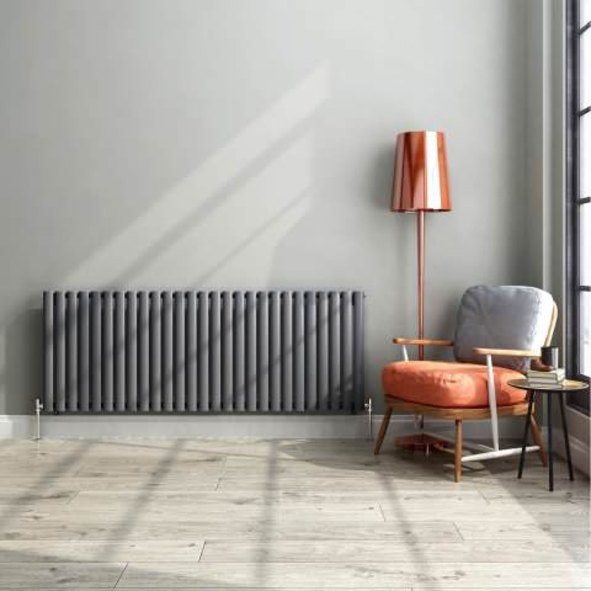 (I7) 600x1620mm Anthracite Double Panel Oval Tube Horizontal Radiator RRP £359.99 Designer Touch - Image 3 of 3