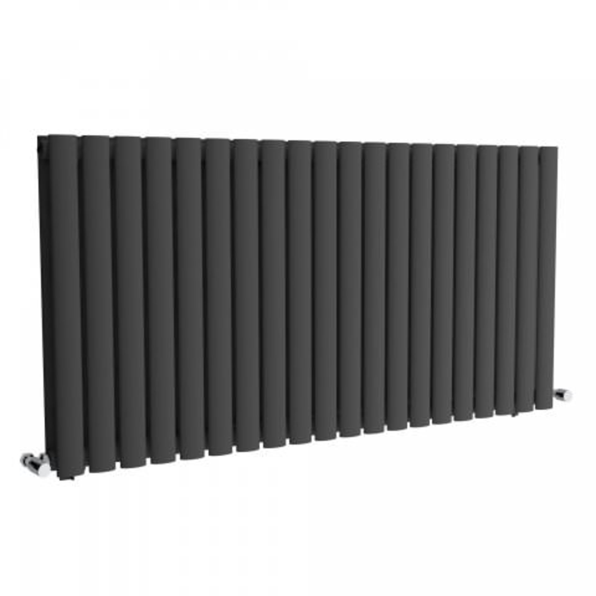 (I48) 600x1200mm Anthracite Double Panel Oval Tube Horizontal Radiator RRP £407.99 Designer Touch - Bild 3 aus 3