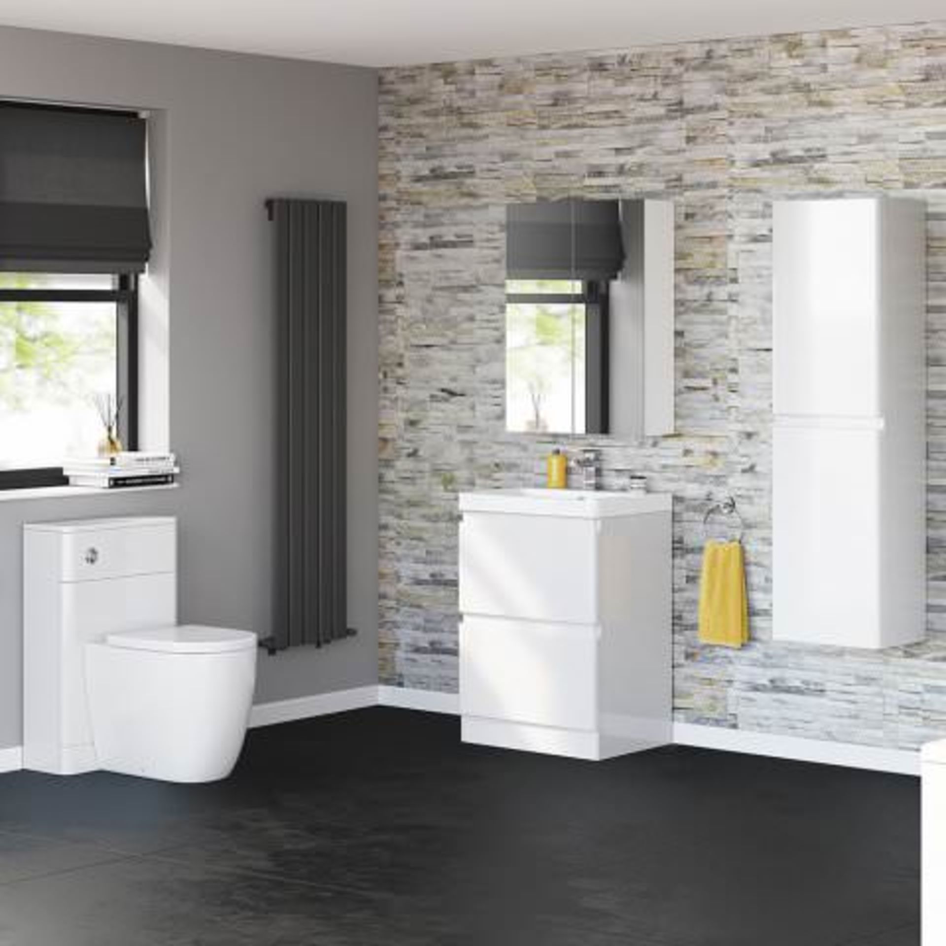 (I14) 600mm Denver II Gloss White Built In Basin Drawer Unit - Floor Standing. RRP £599.99. COMES - Image 2 of 4