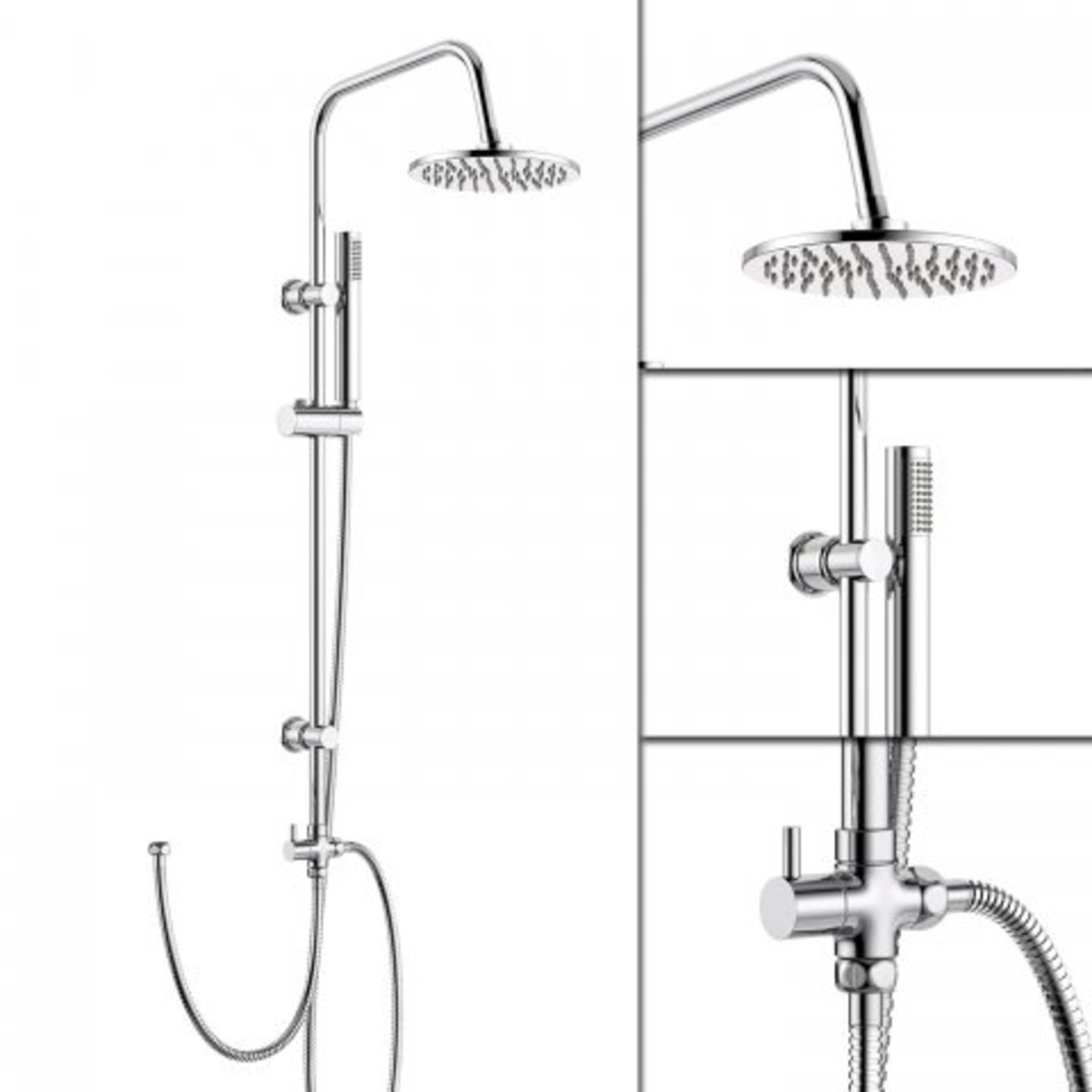 (V167) 200mm Round Head, Riser Rail & Handheld Kit The straight lines and streamlined design of this - Image 3 of 6