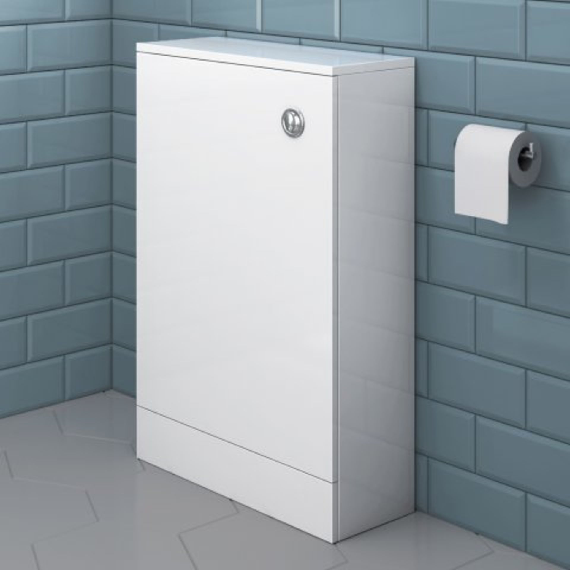 (I211) 500mm Slimline Gloss White Back To Wall Toilet Unit. RRP £199.99. This beautifully produced
