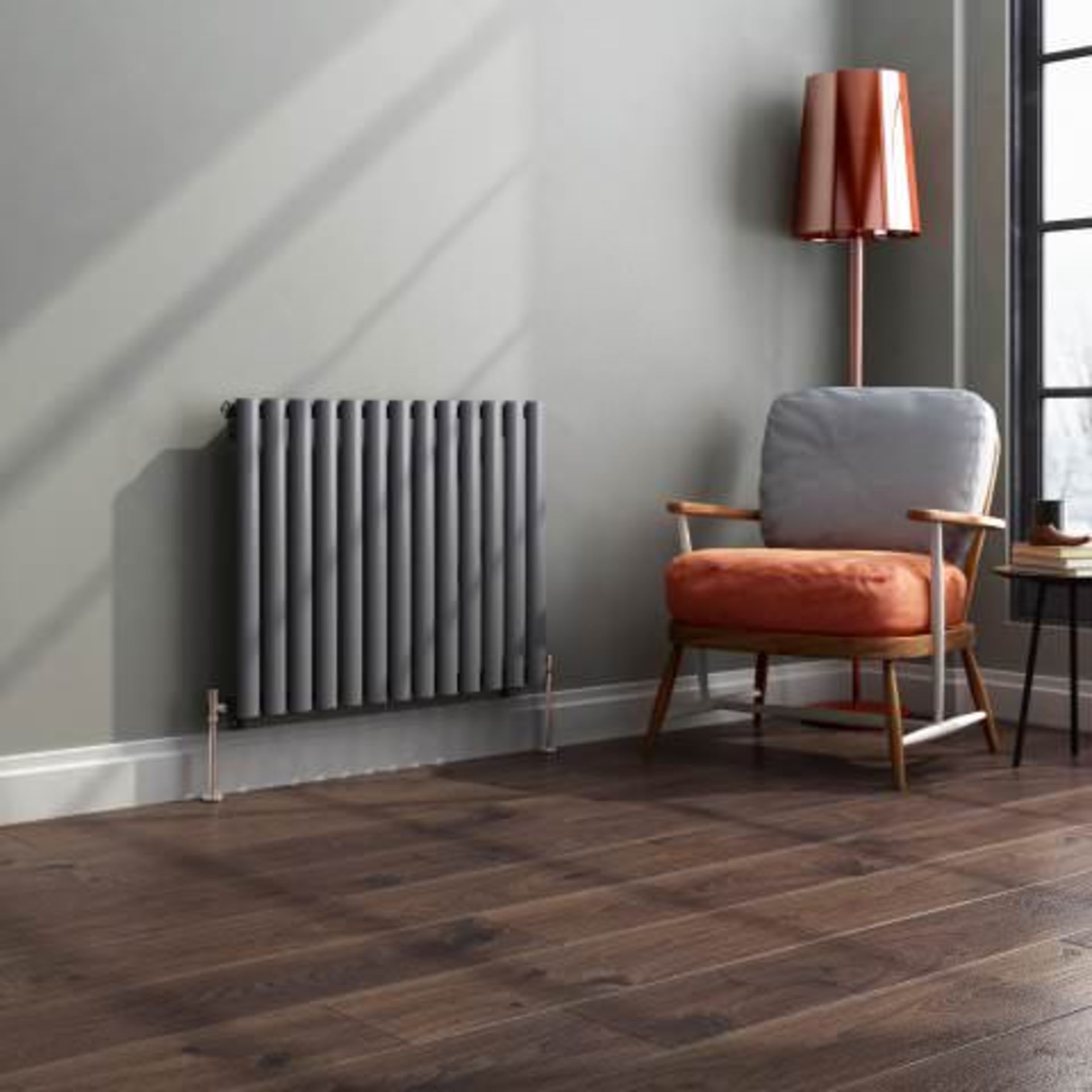 (I41)600x780mm Anthracite Single Panel Oval Tube Horizontal Radiator RRP £167.99 Designer Touch This - Bild 2 aus 3