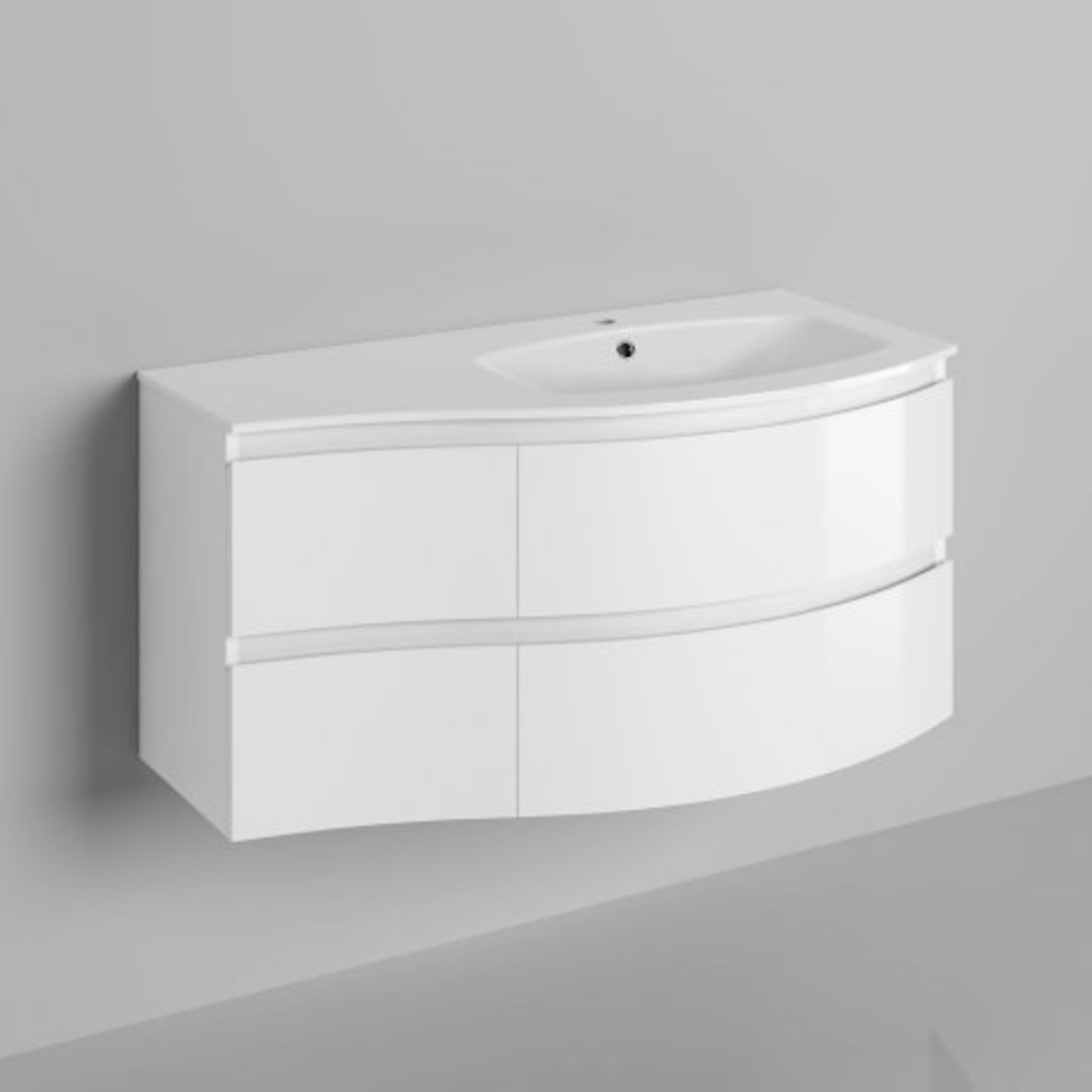 (I2) 1040mm Amelie High Gloss White Curved Vanity Unit - Right Hand - Wall Hung. RRP £1,249. COMES - Bild 4 aus 5