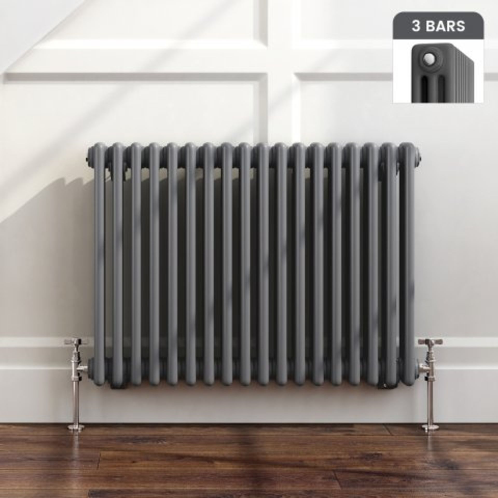 (I99) 600x821mm Anthracite Triple Panel Horizontal Colosseum Traditional Radiator RRP £349.99 For an