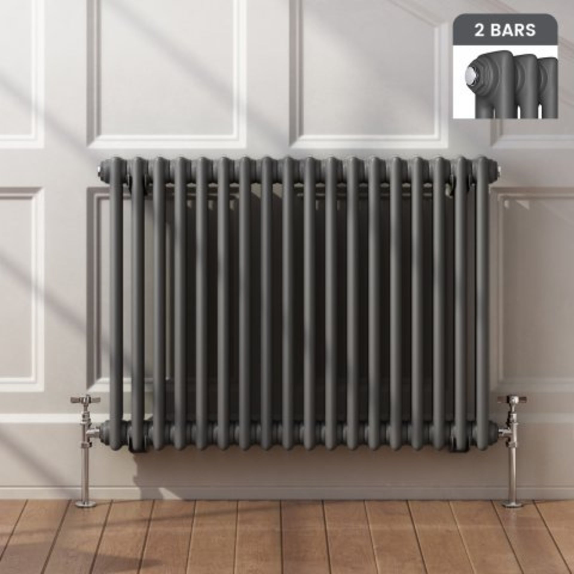 (I101) 600x828mm Anthracite Double Panel Horizontal Colosseum Traditional Radiator RRP £447.89