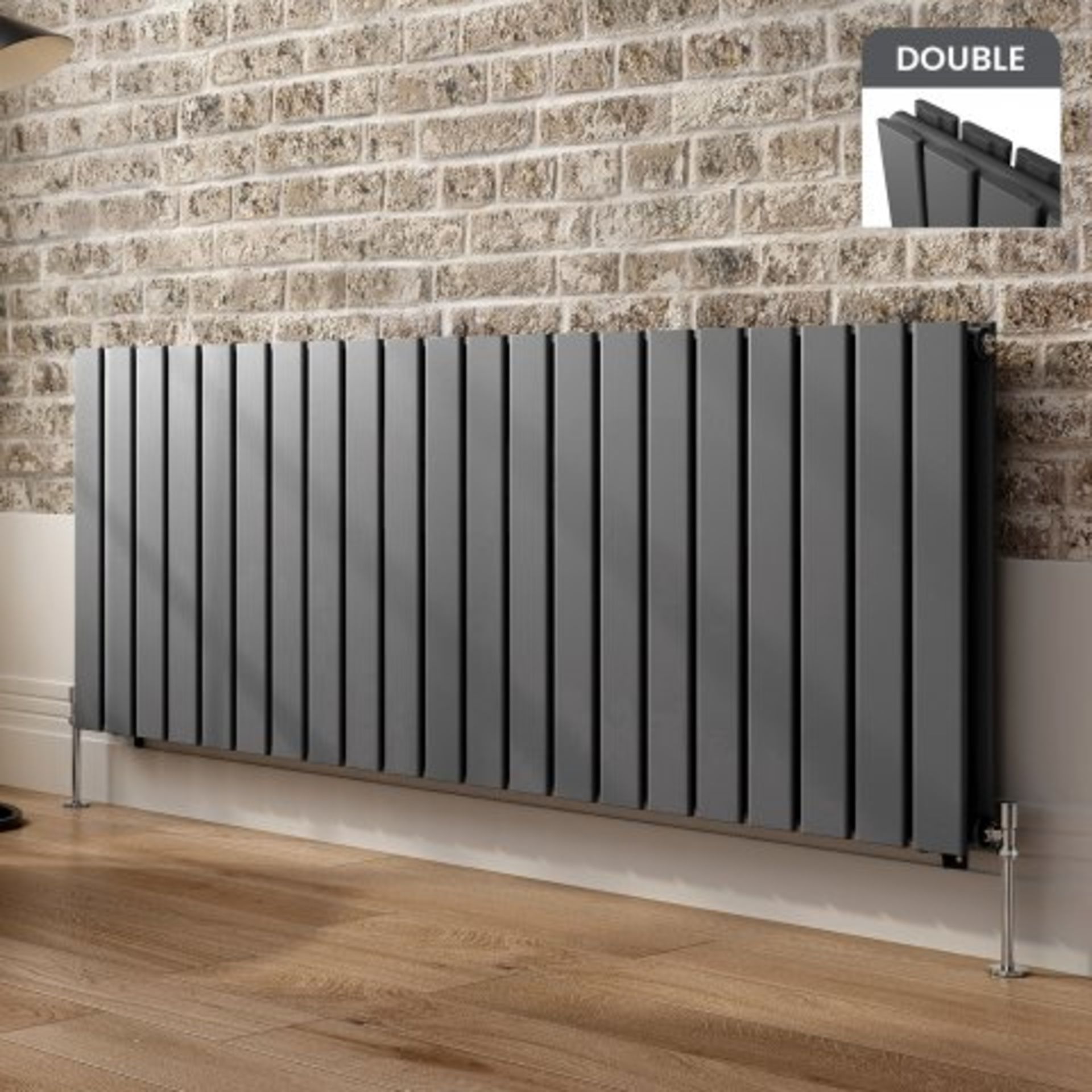 (I10) 600x1596mm Anthracite Double Flat Panel Horizontal Radiator RRP £674.99 Designer Touch Ultra-