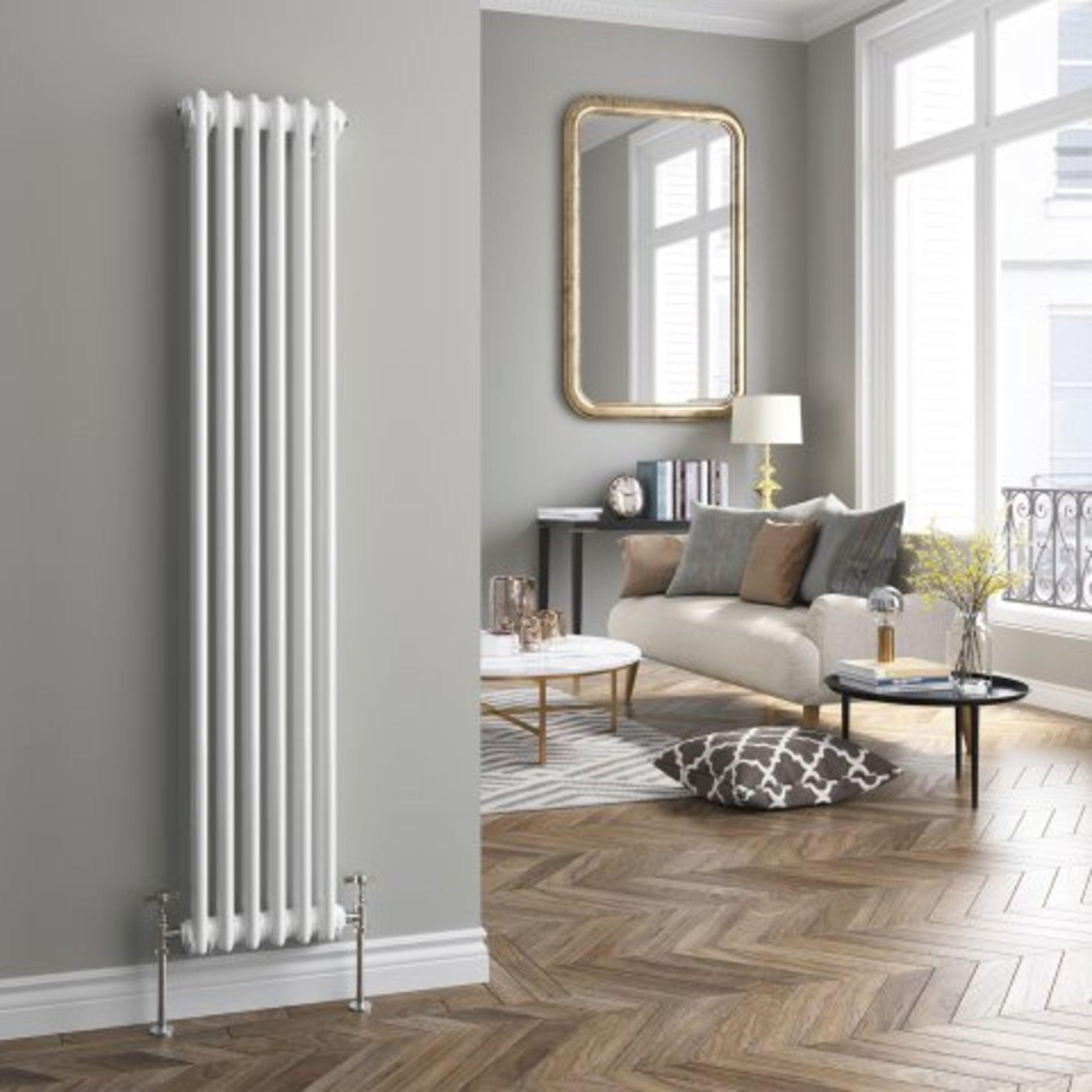 (I178) 1500x290mm White Double Panel Vertical Colosseum Traditional Radiator. RRP £283.99. Classic - Image 2 of 3