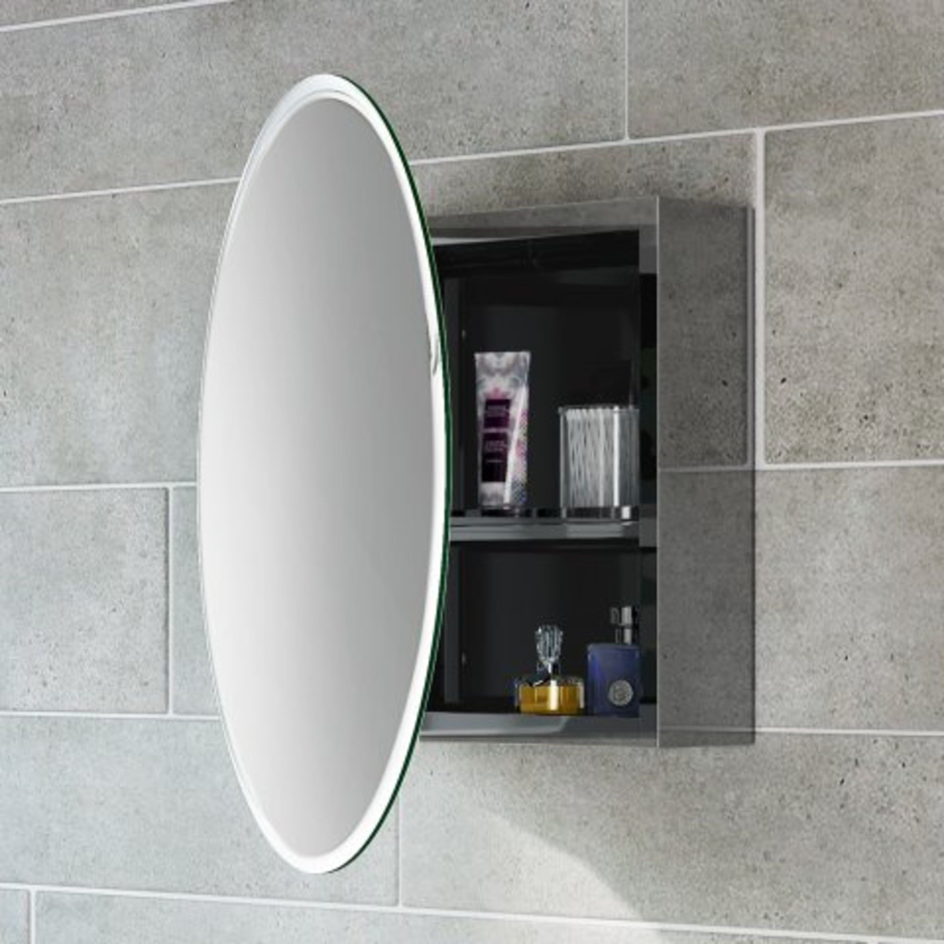 (W315) 500 x 500 Round Liberty Stainless Steel Mirror Cabinet. RRP £199.99. Perfect Reflection The - Bild 2 aus 2