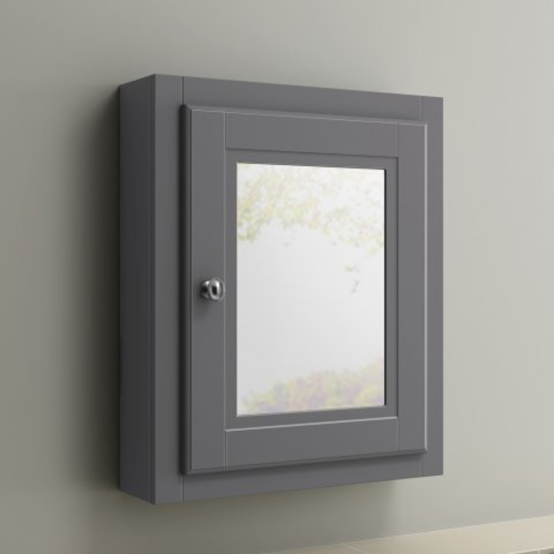 (H244) Cambridge Single Door Mirror Cabinet - Midnight Grey. RRP £299.99. Our Cambridge Midnight