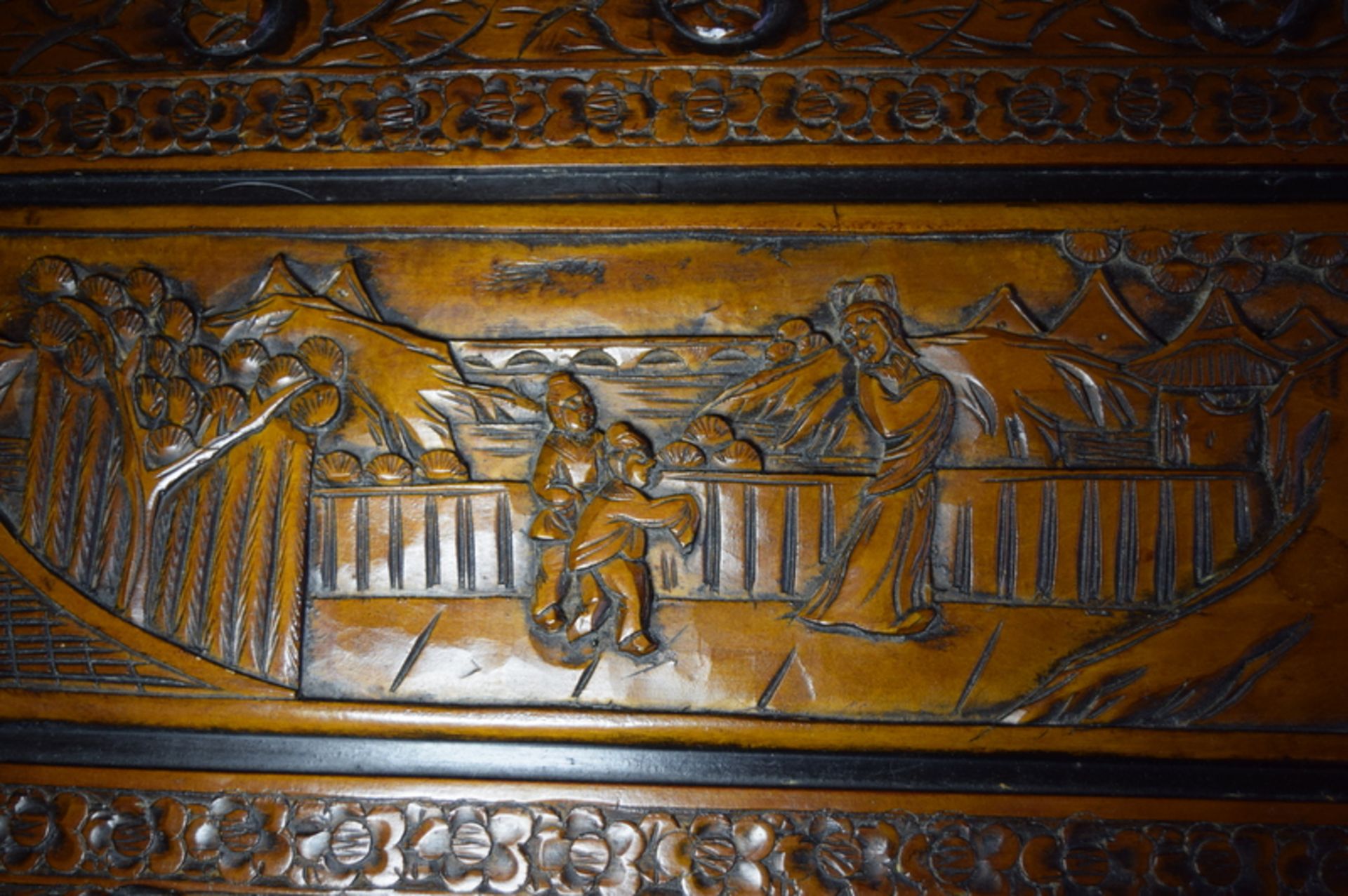 Oriental Wooden Carved Chest - Image 3 of 5
