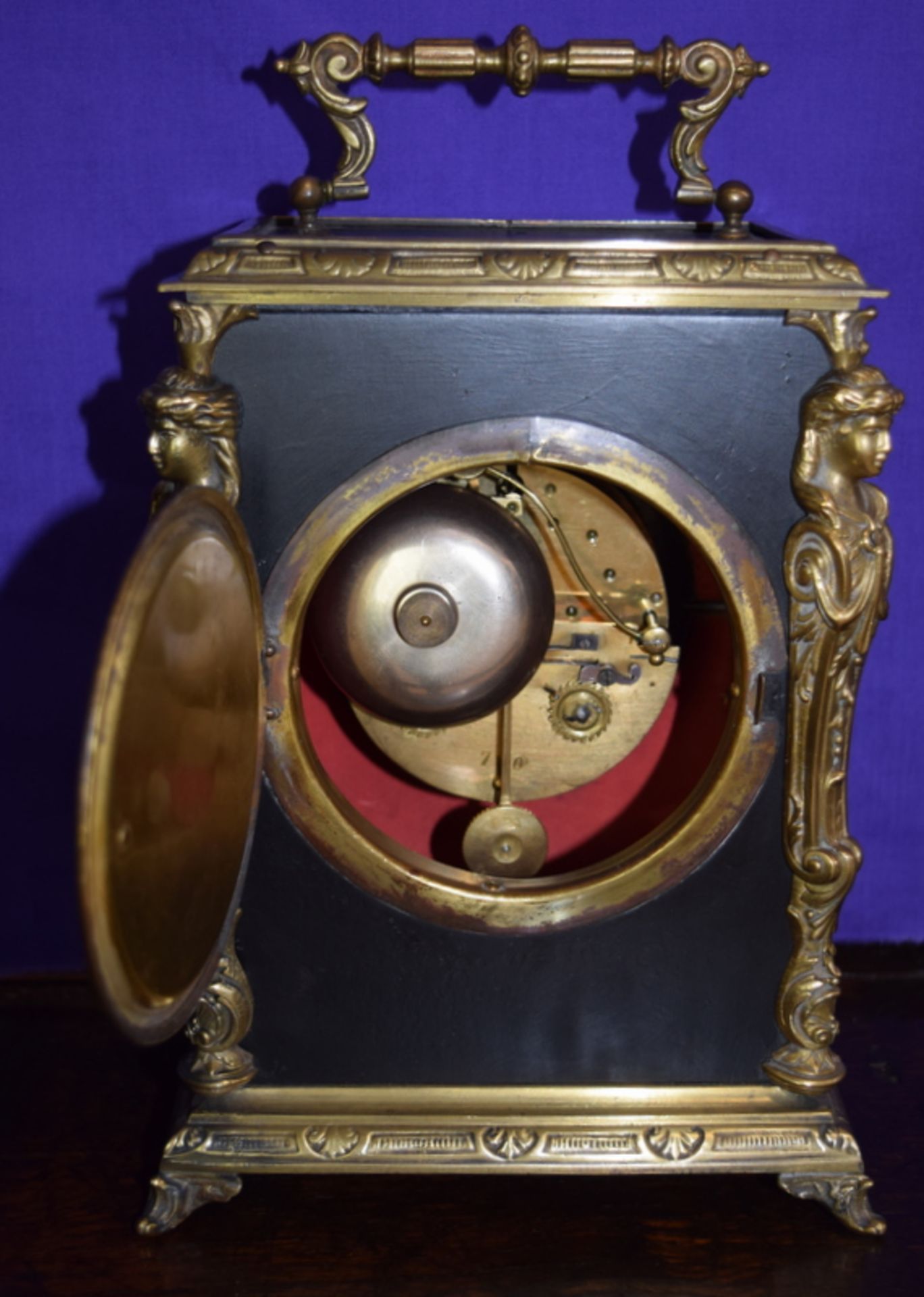 Antique French Ebonised And Bronze Rococco Mantel Clock - Image 4 of 6