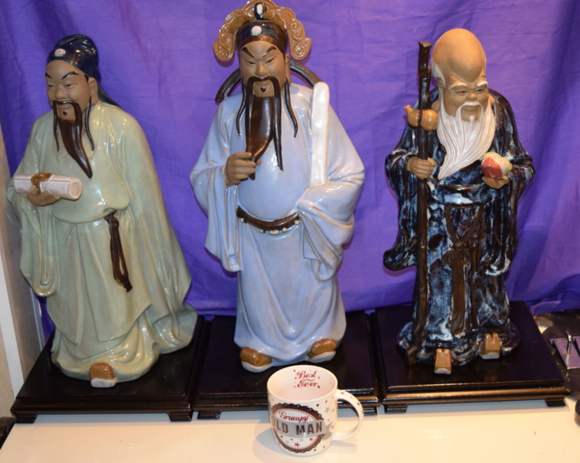 3 Chinese Porcelain Glazed Terracotta Deity Figures - Image 2 of 5