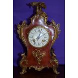 Antique French 8 Day Red Shell & Bronze Ormolu Rococo Boulle Mantel Clock