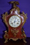 Antique French 8 Day Red Shell & Bronze Ormolu Rococo Boulle Mantel Clock