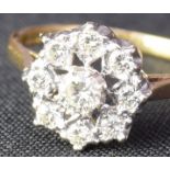 9 Diamond Cluster 18ct Gold Ring