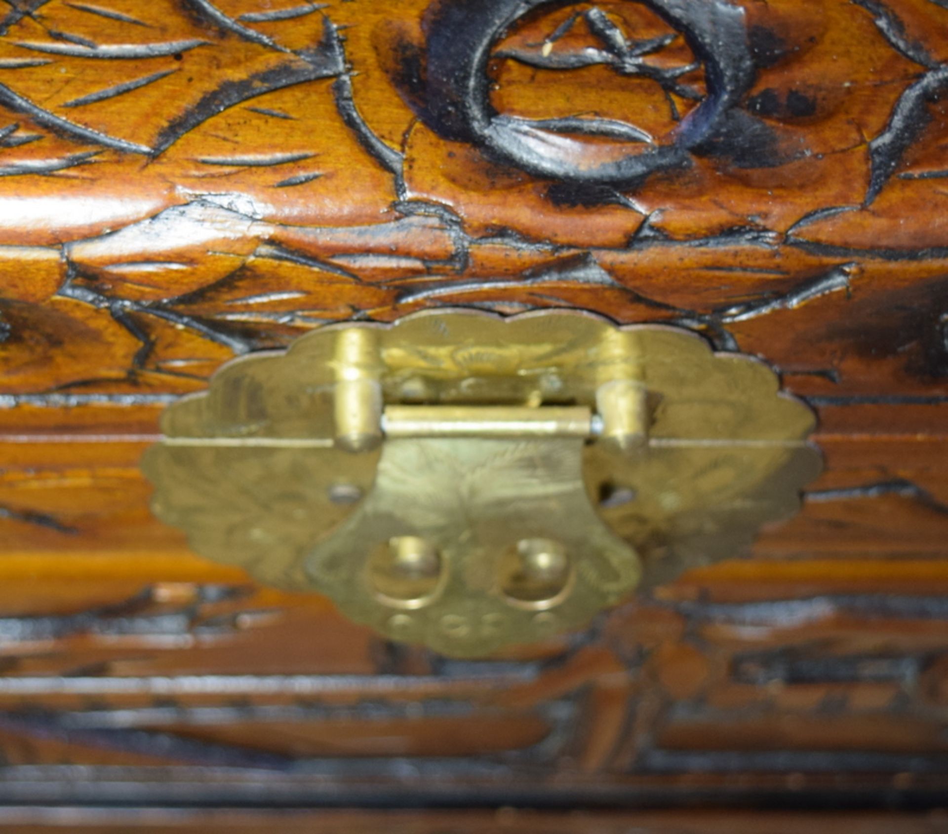 Oriental Wooden Carved Chest - Image 2 of 5